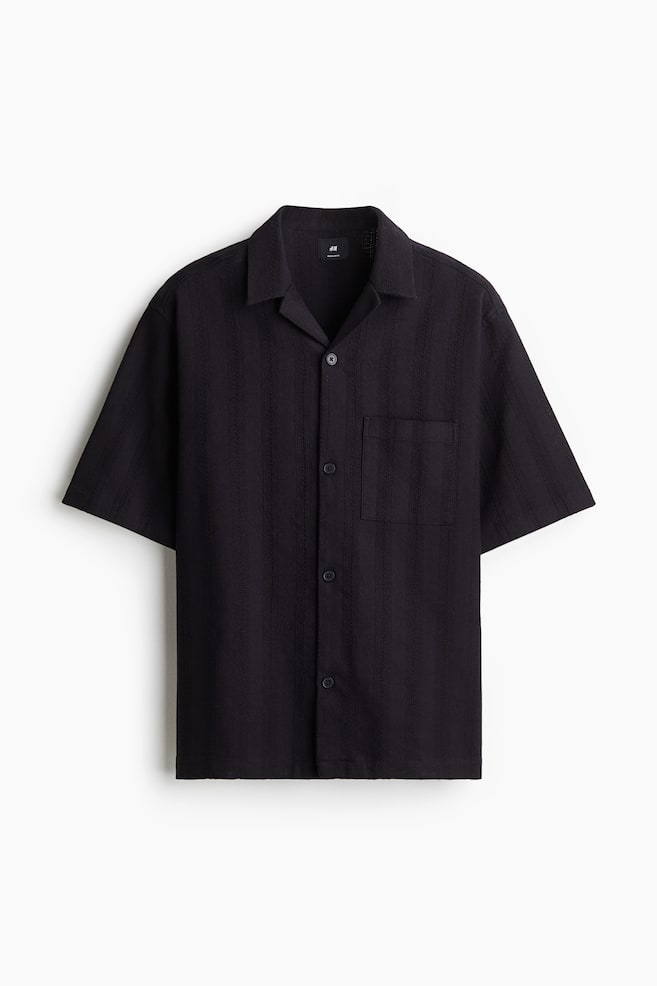 Regular Fit Textured resort shirt - Navy blue/Pale yellow/Cream - 1