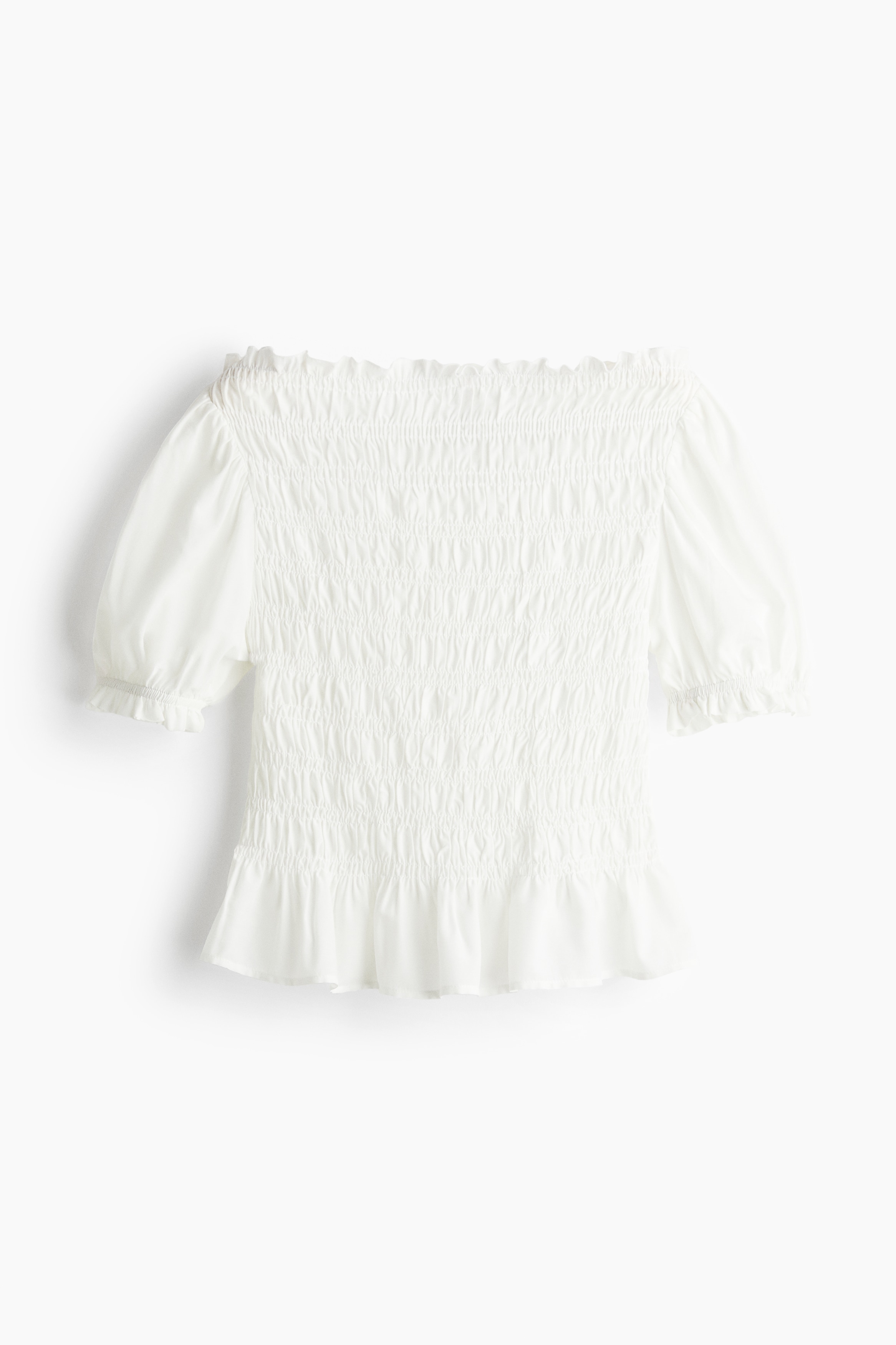 Smocked blouse - White/Light green
