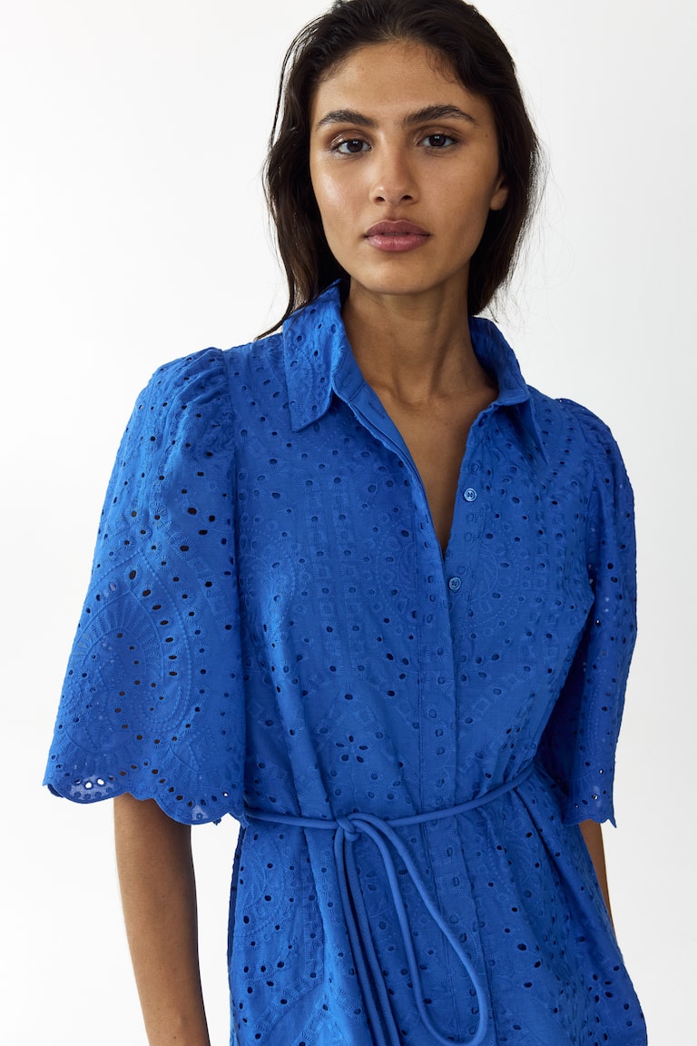 chinese dress ladies H&M Blue/Pink Floral Ruffle Neck Long Sleeve Smocked Cuff Dress NWT- Size S