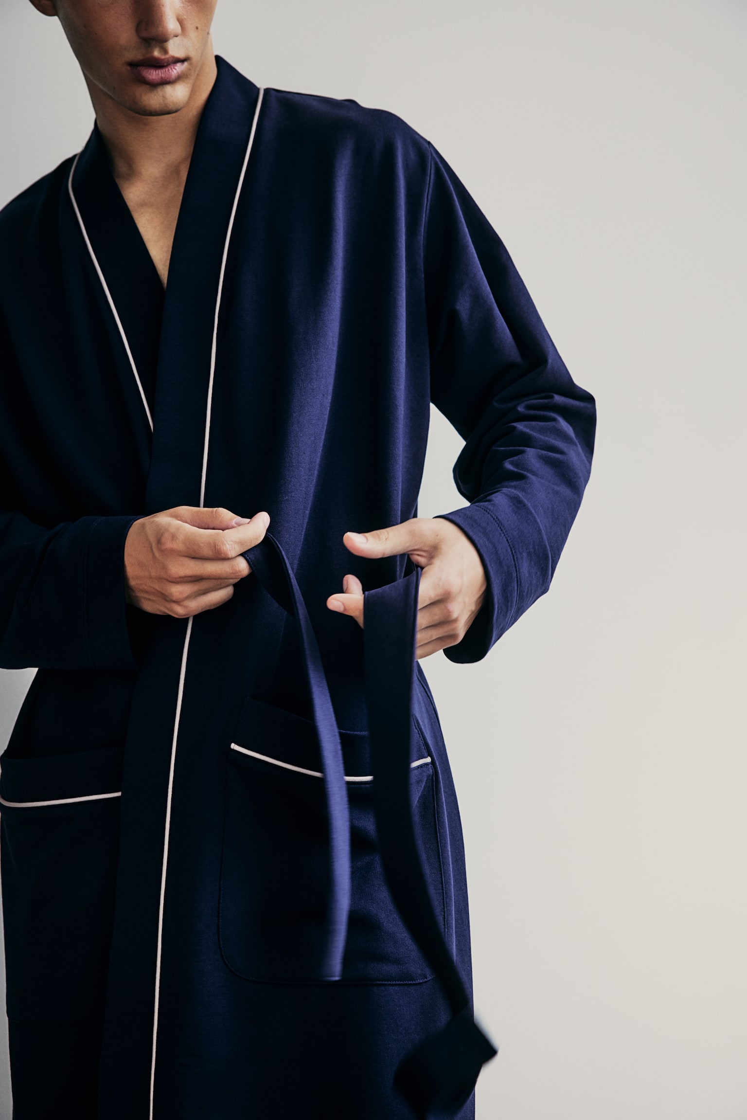 Jersey dressing gown - Dark blue - 4