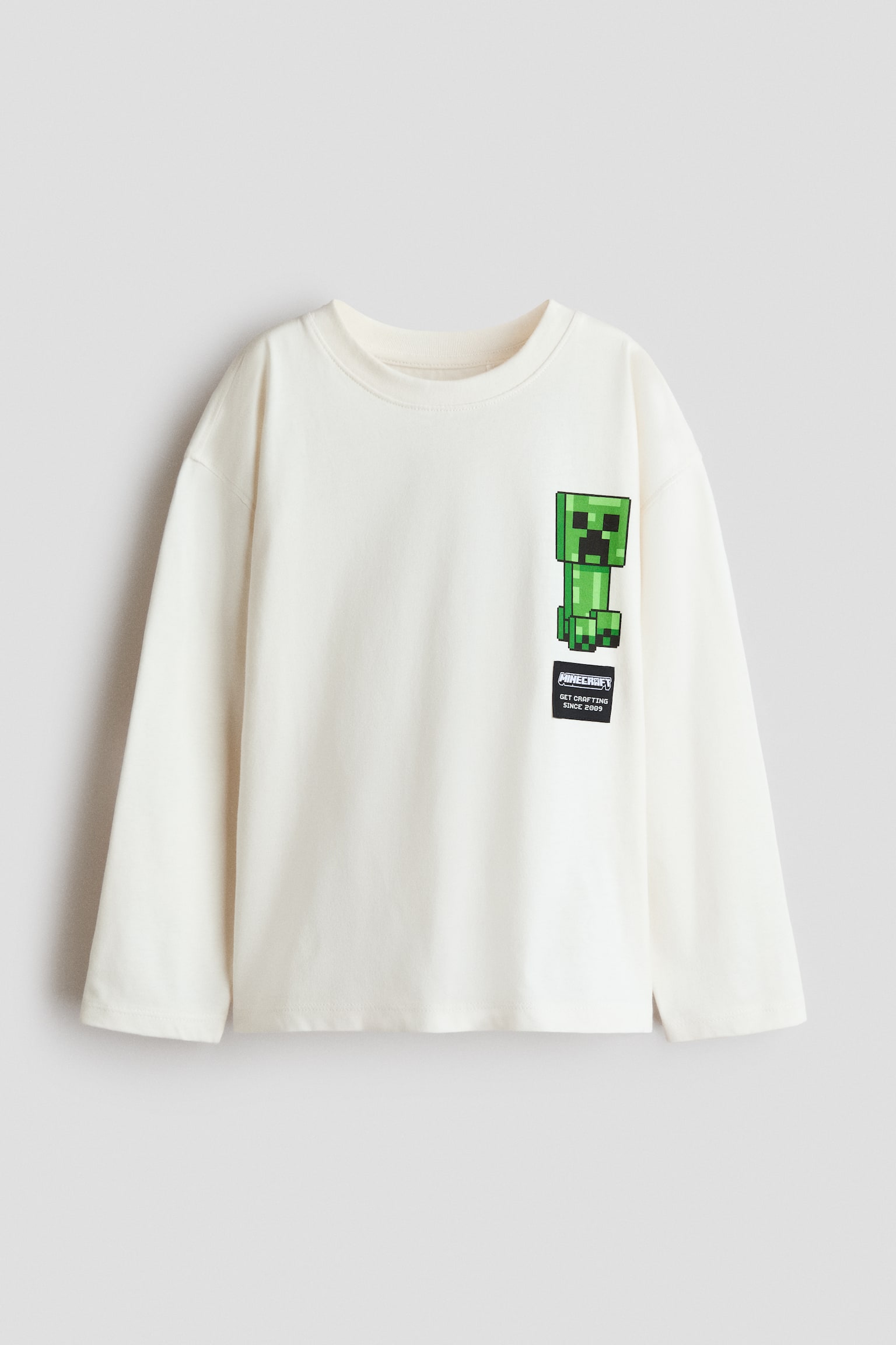 Printed long-sleeved T-shirt - Cream/Minecraft/Dark brown/Mickey Mouse