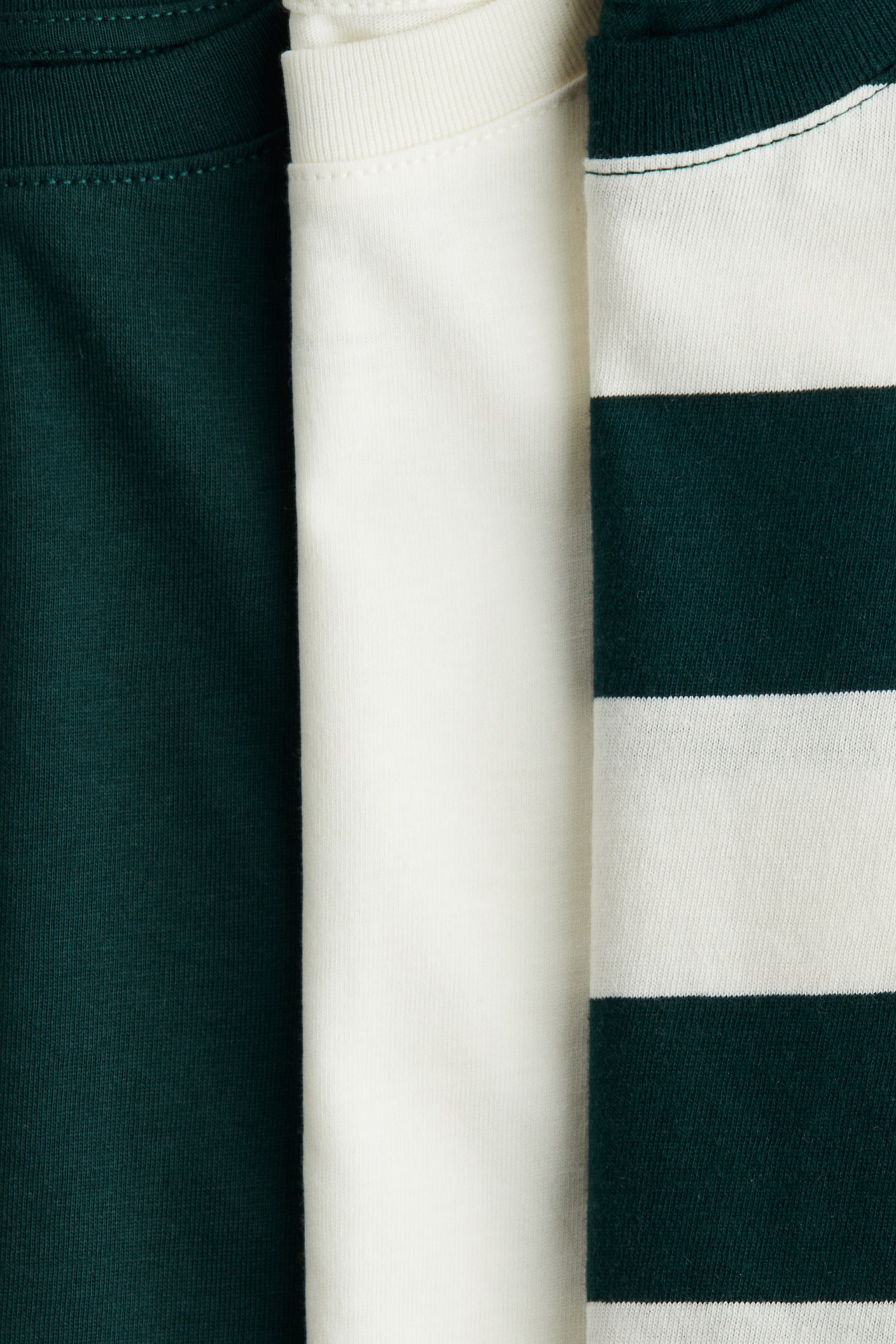 Bộ 3 áo thun cotton - Màu xanh lá/Kẻ trắng/Màu ngọc lam nhạt/Kẻ - 2