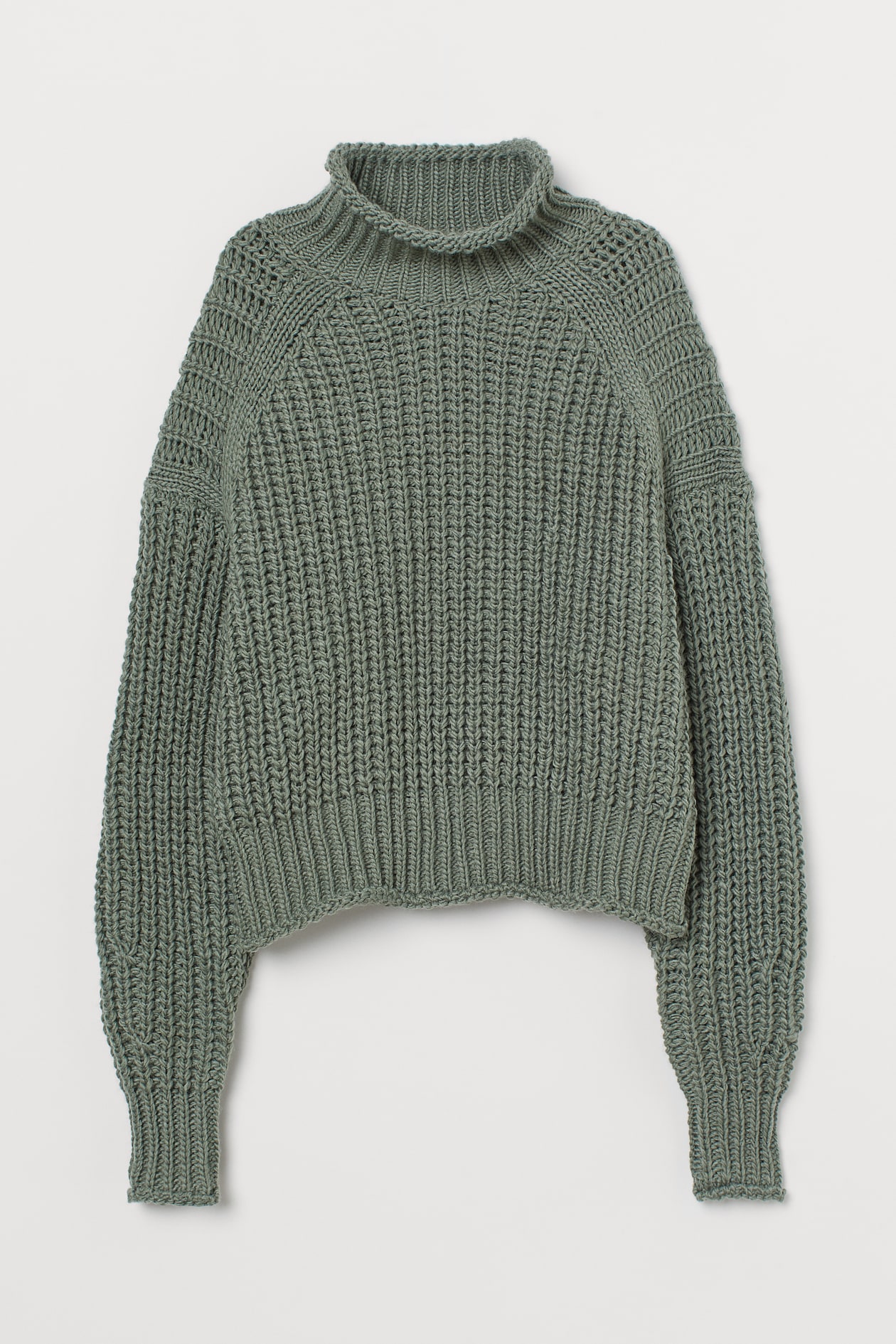 Ribbed Turtleneck Sweater - Khaki green - Ladies | H&M US