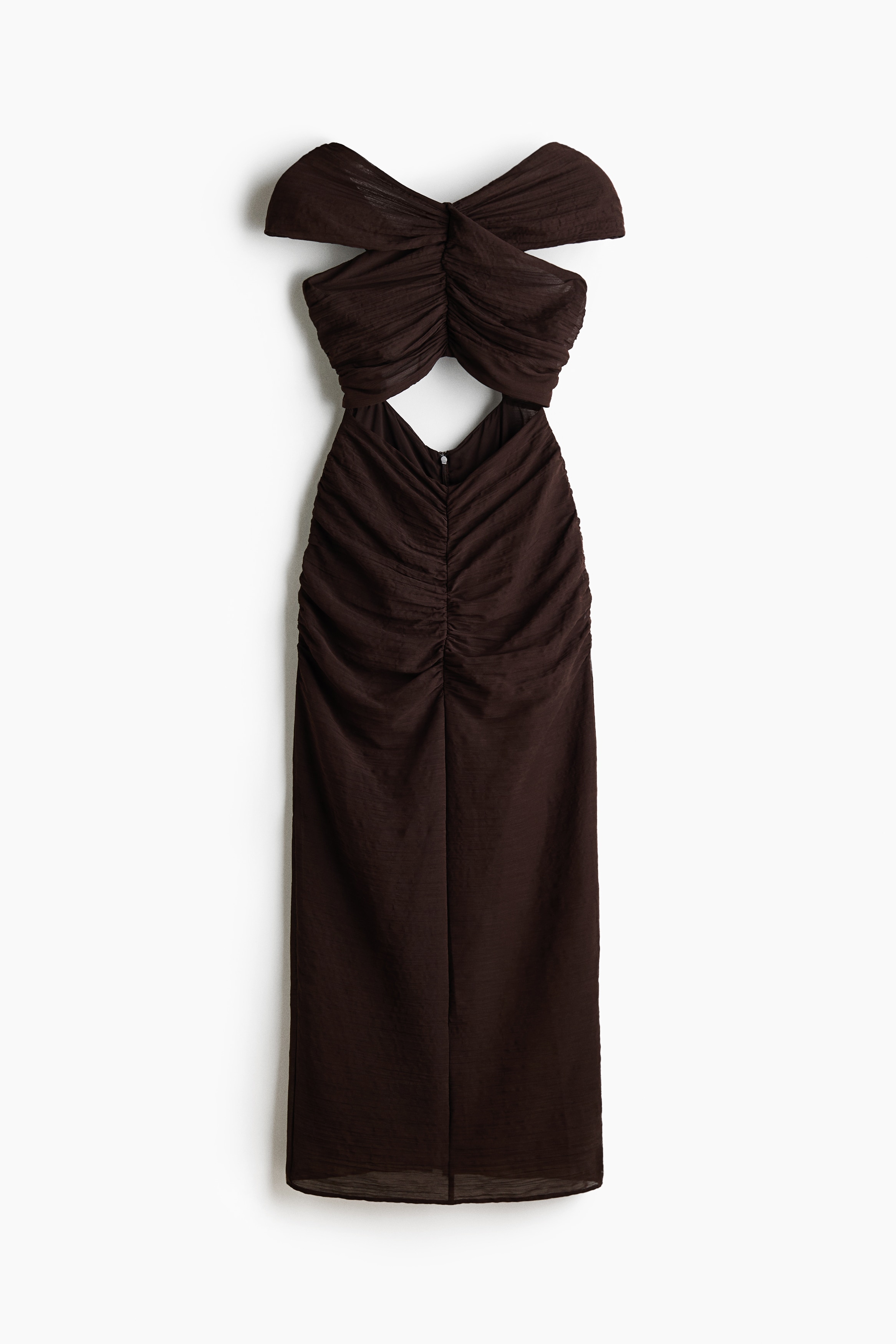 Cape-detail cut-out dress - Dark brown