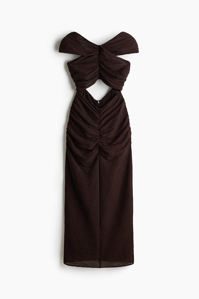 Cape-detail cut-out dress - Dark brown - 1