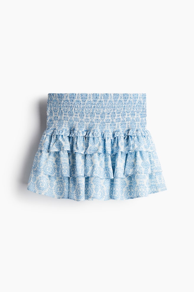 Tiered Mini Skirt - Light blue/patterned - 1