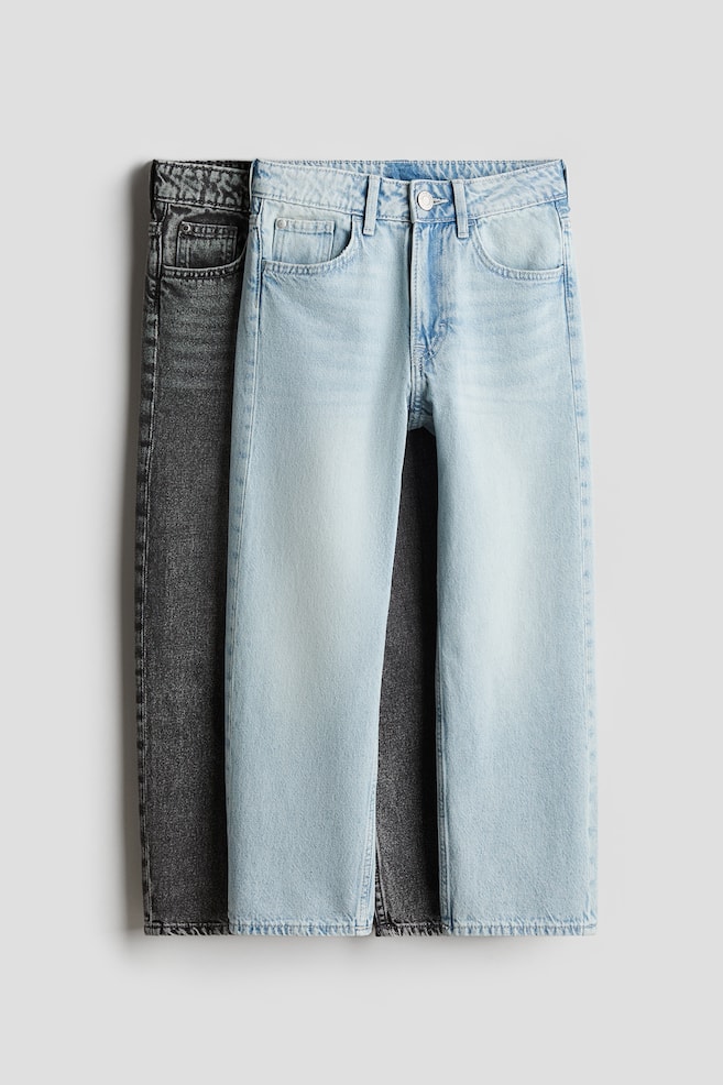 2-pack Loose Fit Jeans - Light denim blue/Dark grey/Light denim blue/Black/Denim blue/Dark denim blue/Denim blue/Grey/Light denim blue - 1