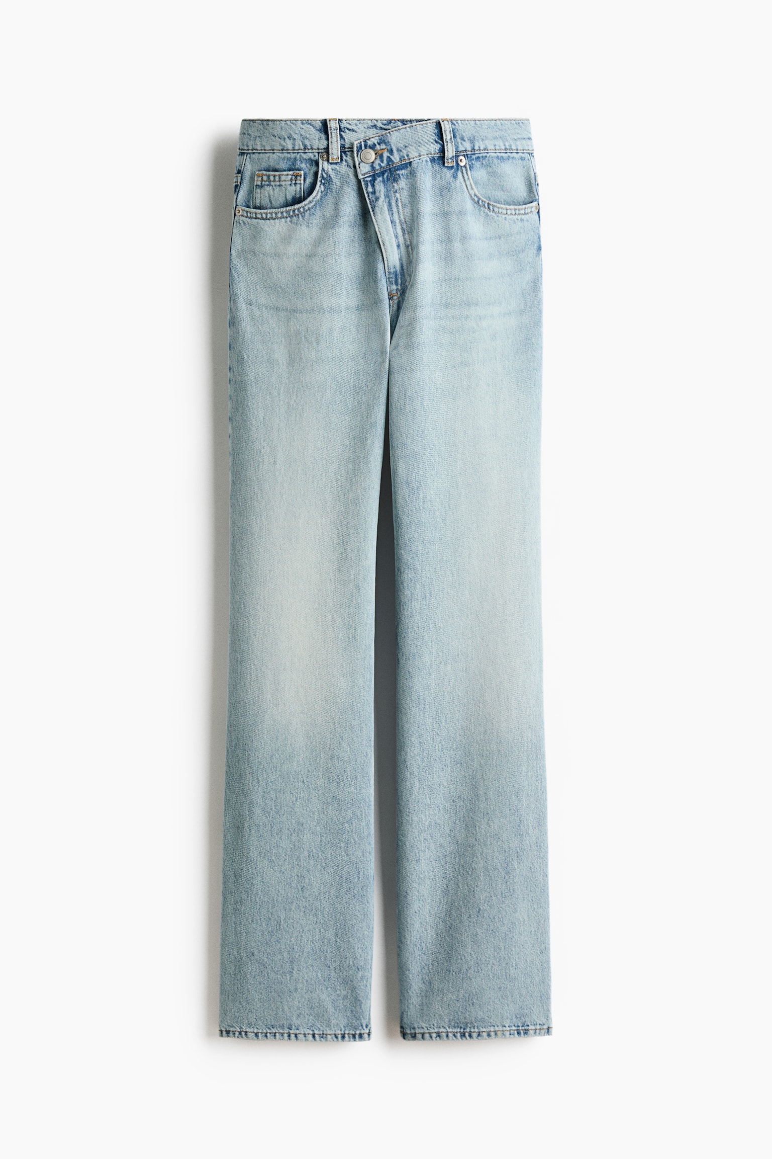 Straight Leg High Waist Jeans - Light denim blue