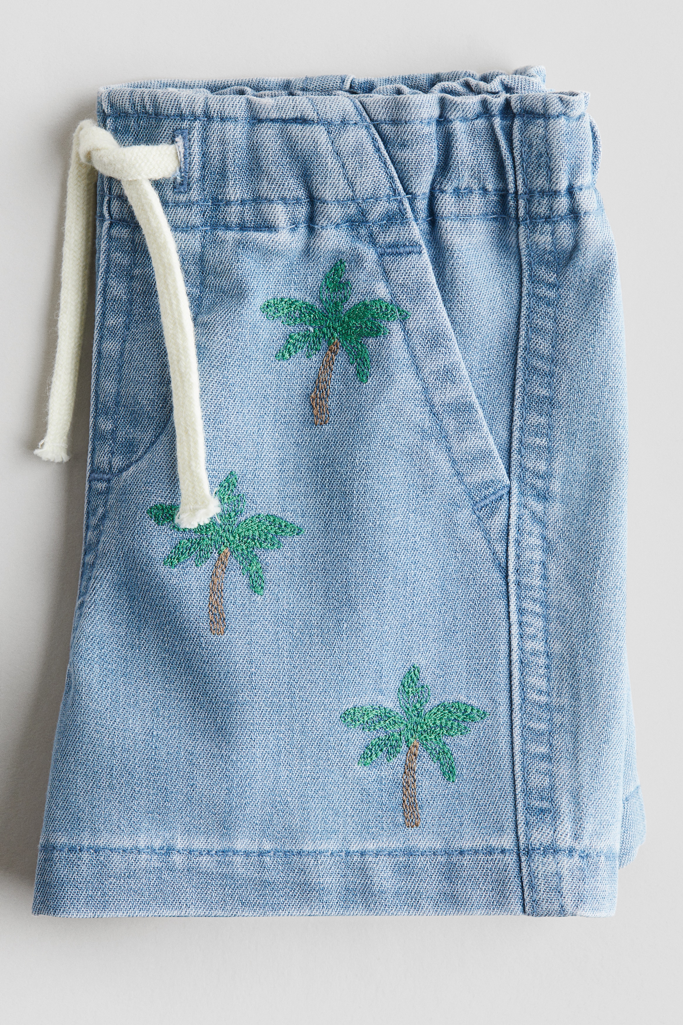 Embroidered-Detail Denim Shorts