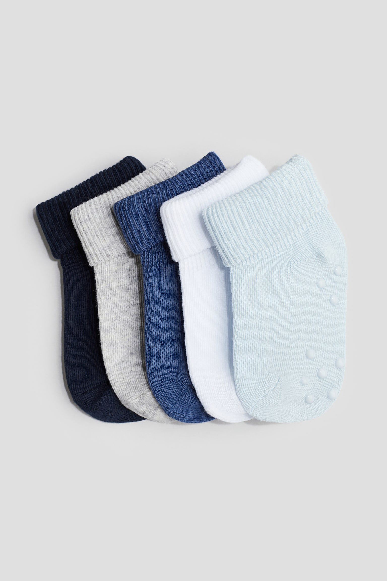 5-pack anti-slip socks - Dusty blue/Beige marl/Brown/White/Navy blue/White/Dark grey/Dusty green/Cream/Grey/Black/Pink/White/Red/White - 1