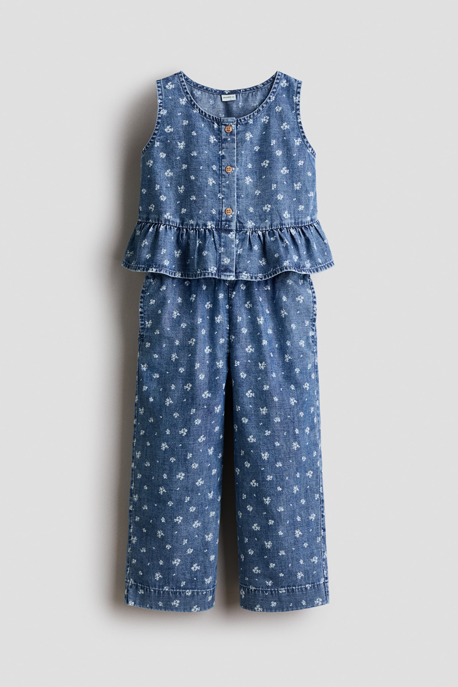 2-Piece Printed Denim Set - Denim blue/floral
