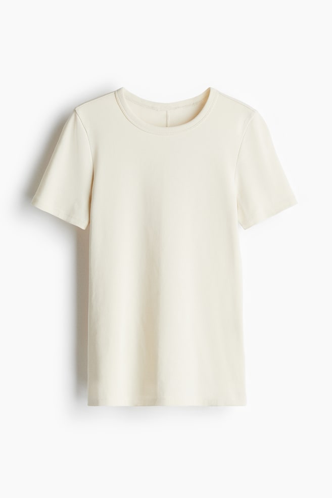 Fitted T-shirt - Cream/White/Black/Light pink/Olive green - 1