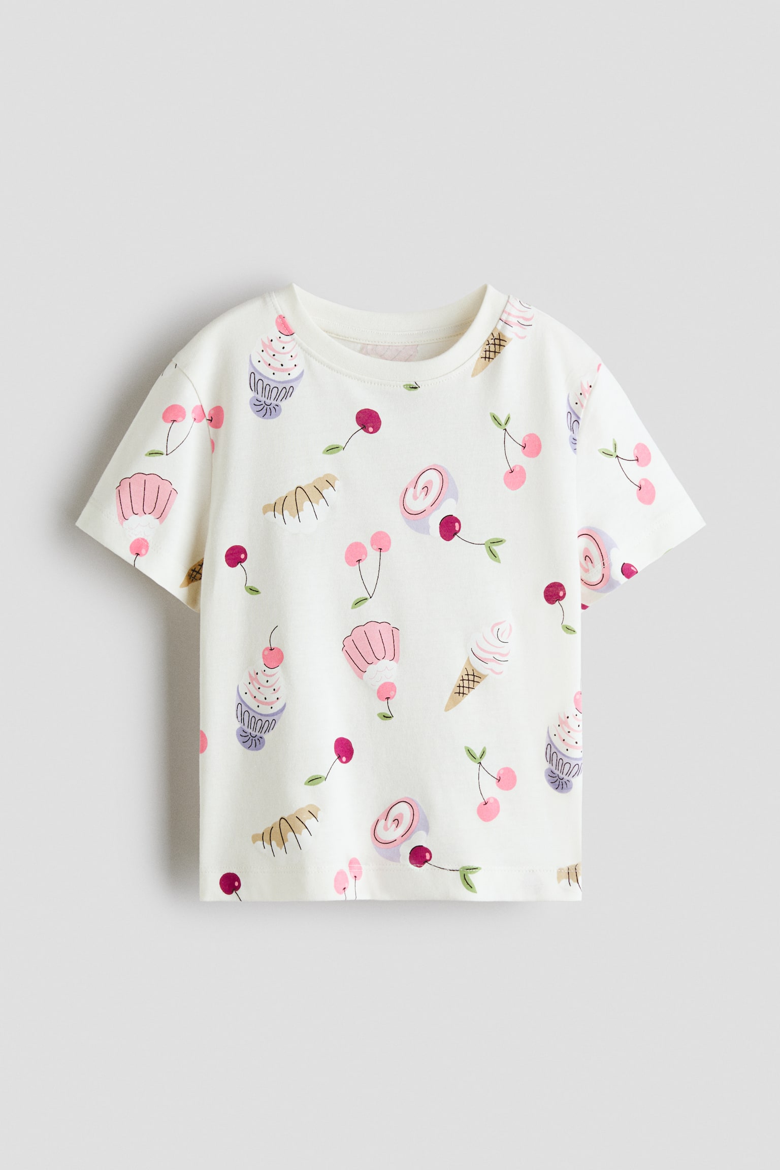 Printed T-shirt - Cream/Cherries