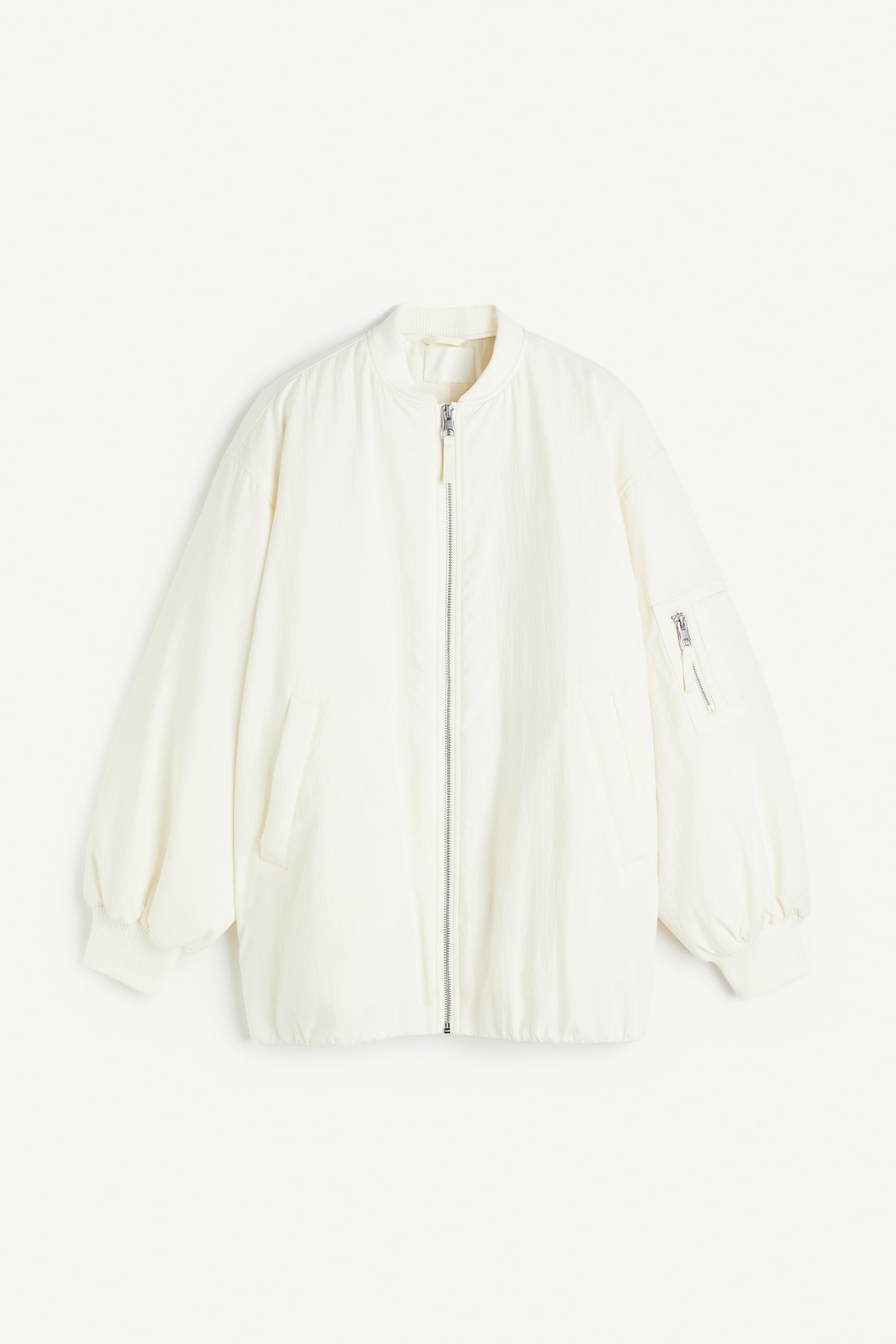 Oversized Bomber Jacket - Cream - 2