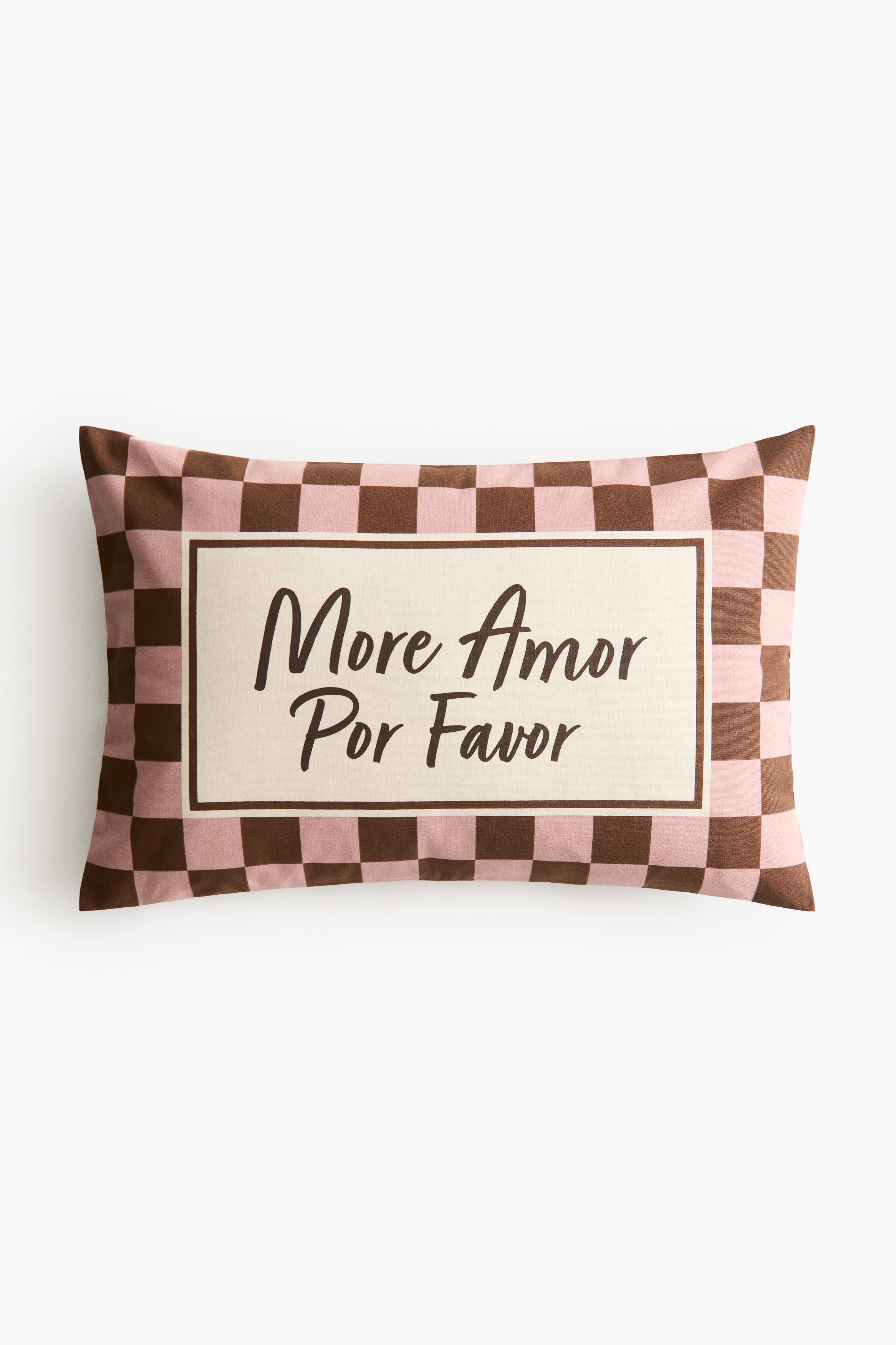 H&M Home  - Kuddfodral i bomullscanvas - Rosa/Brunrutig - size: 40x60