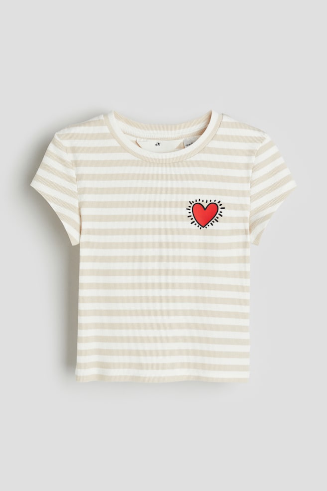 T-shirt côtelé - Beige/Keith Haring/Blanc/Mickey/Gris foncé/Blackpink/Violet clair/SmileyWorld®/dc/dc - 2