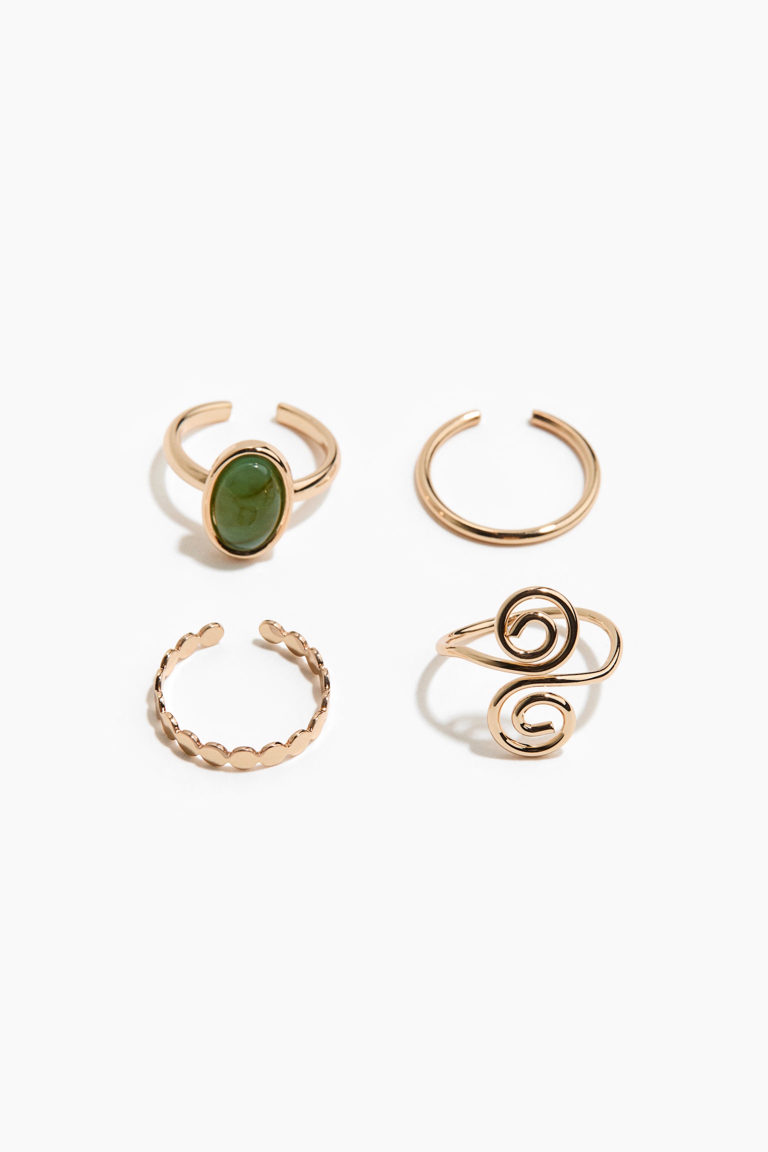 4-Pack Toe Rings - Gold-colored/green