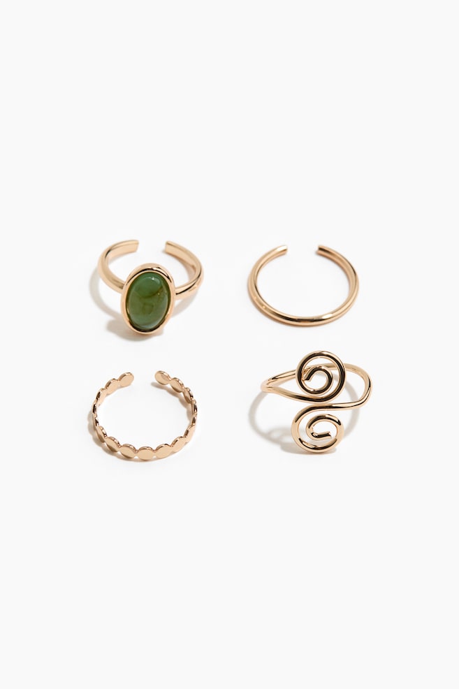 4-pack toe rings - Gold-coloured/Green - 1