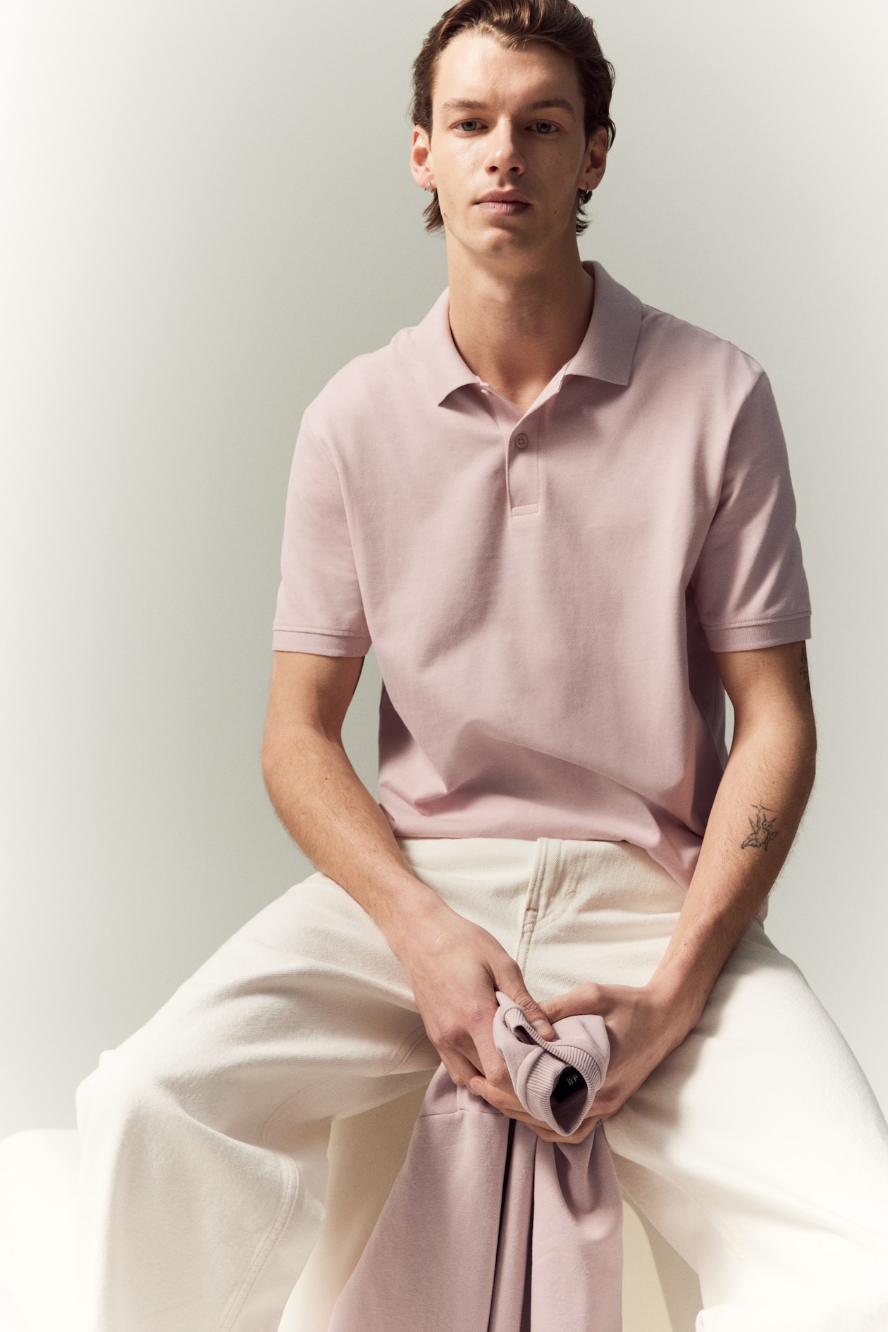 Regular Fit Piqué Polo Shirt Pink Men H&M PH