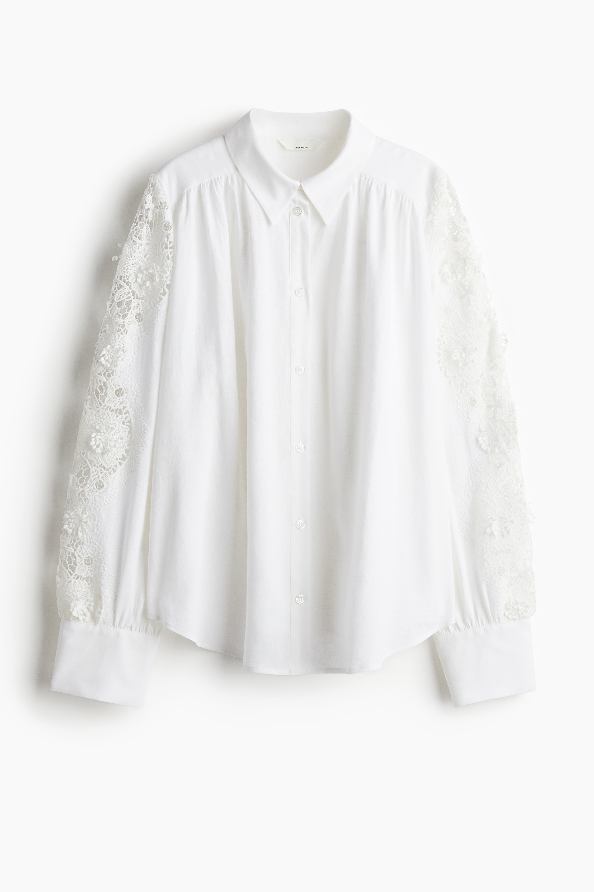 Camicia con inserti in pizzo - Bianco