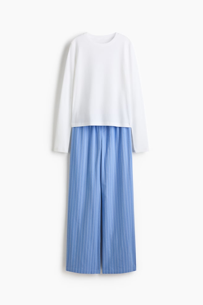 Cotton pyjamas - Light blue/White - 1