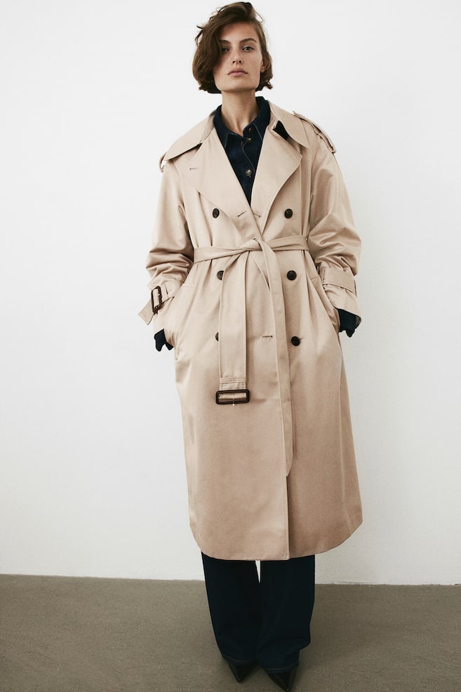 Double-breasted trenchcoat - Beige/Black - 4