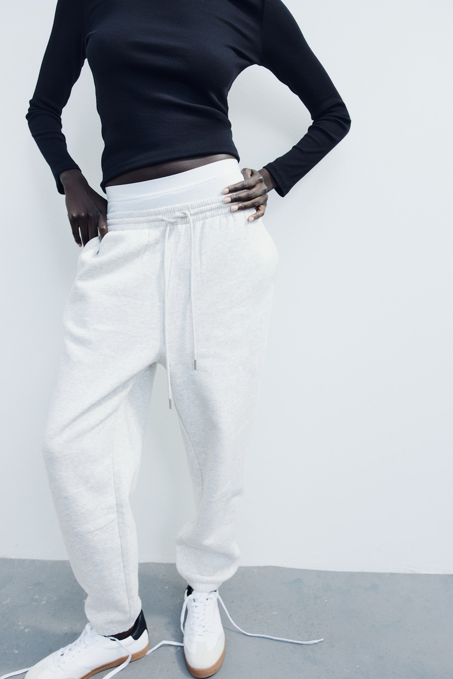 Cotton Blend Track Pants - Light grey marle/Black/Mint green/Light grey marle/Beige/Light blue/Grey/White/Dusty blue - 1