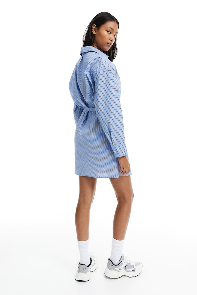 Robe chemise avec jupe croisée - Bleu clair/rayé/Bleu clair - 5