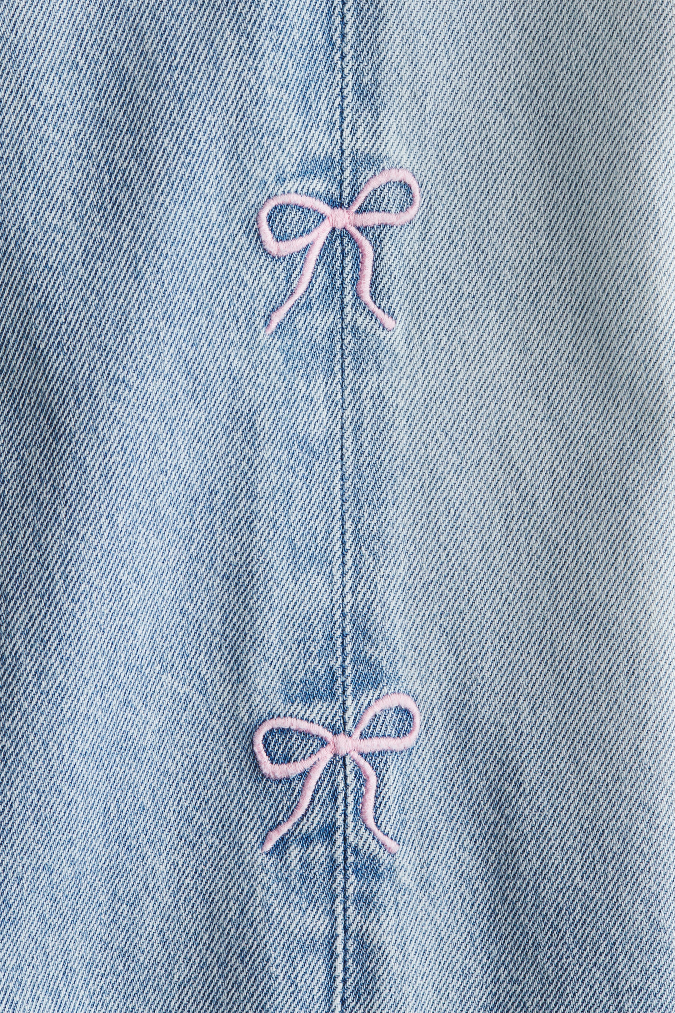 View larger image: Wide-Leg Jeans with Motif - Light denim blue/bows - Kids | H&M US 5