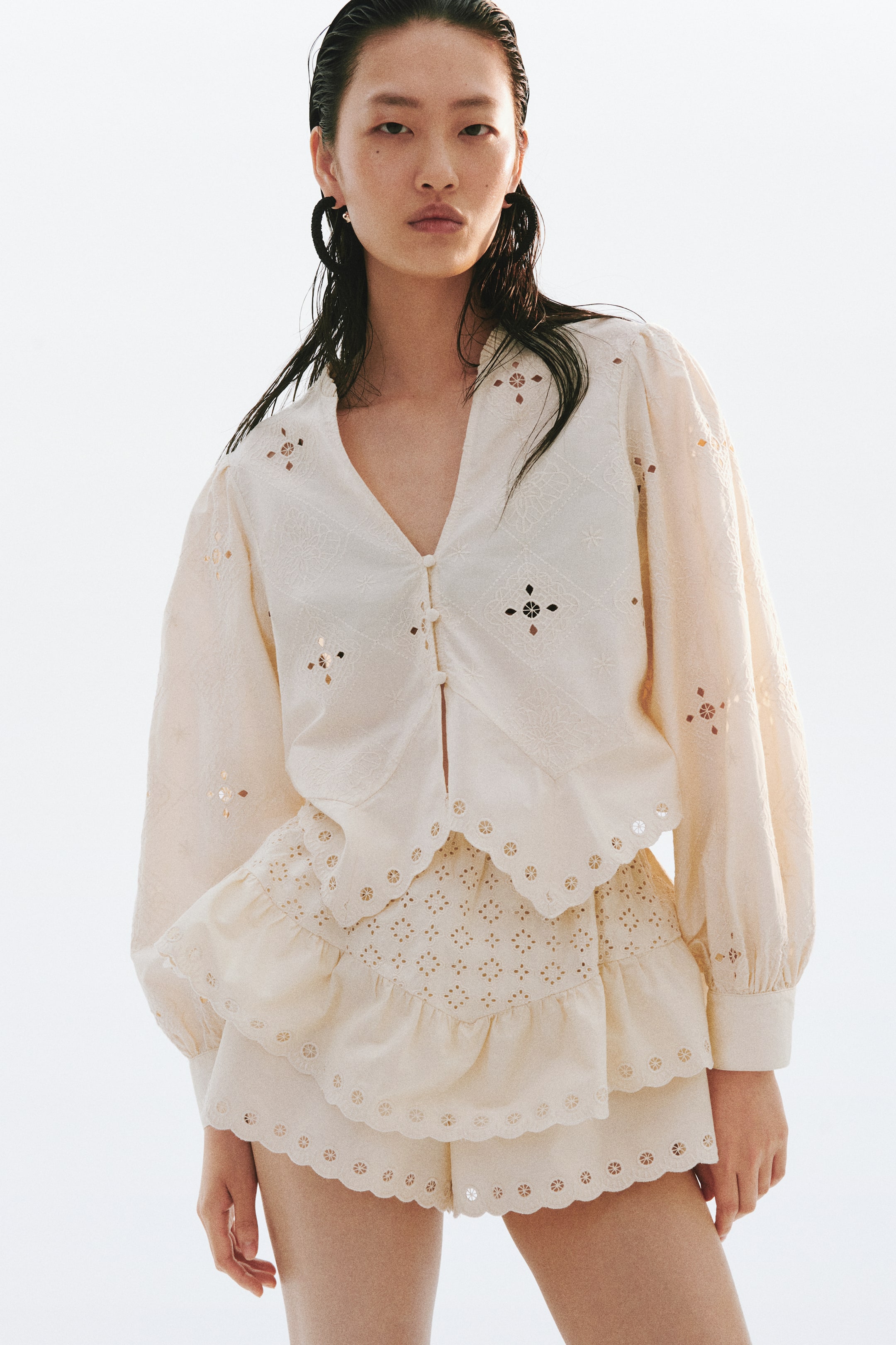 Eyelet-Embroidered Cotton Shorts