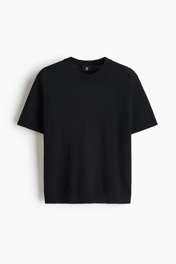 Мужская футболка H&M Regular-Fit Knit, цвет: Чёрный