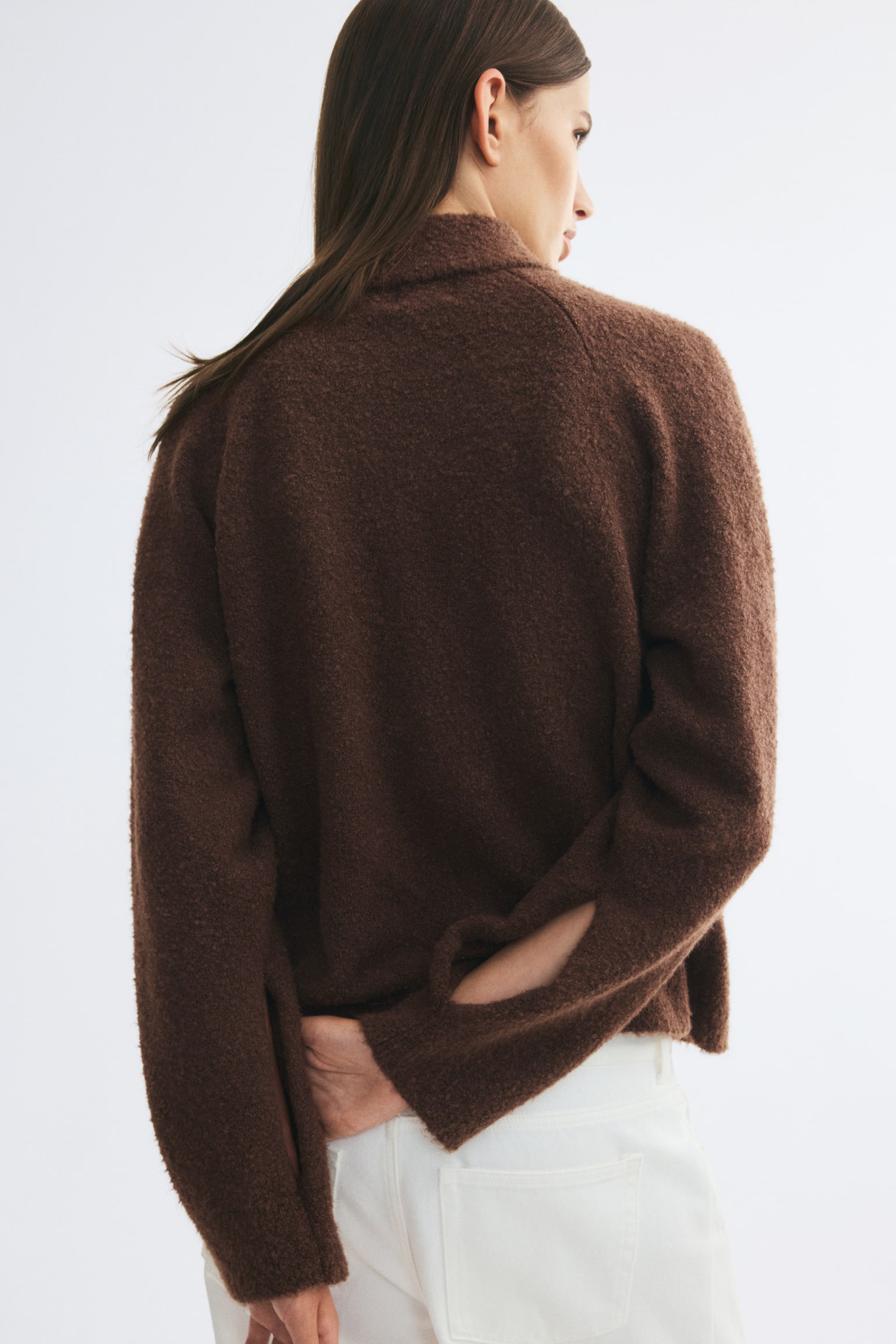 Женский кардиган H&M Oversized bouclé-knit, цвет: Коричневый — фото 5