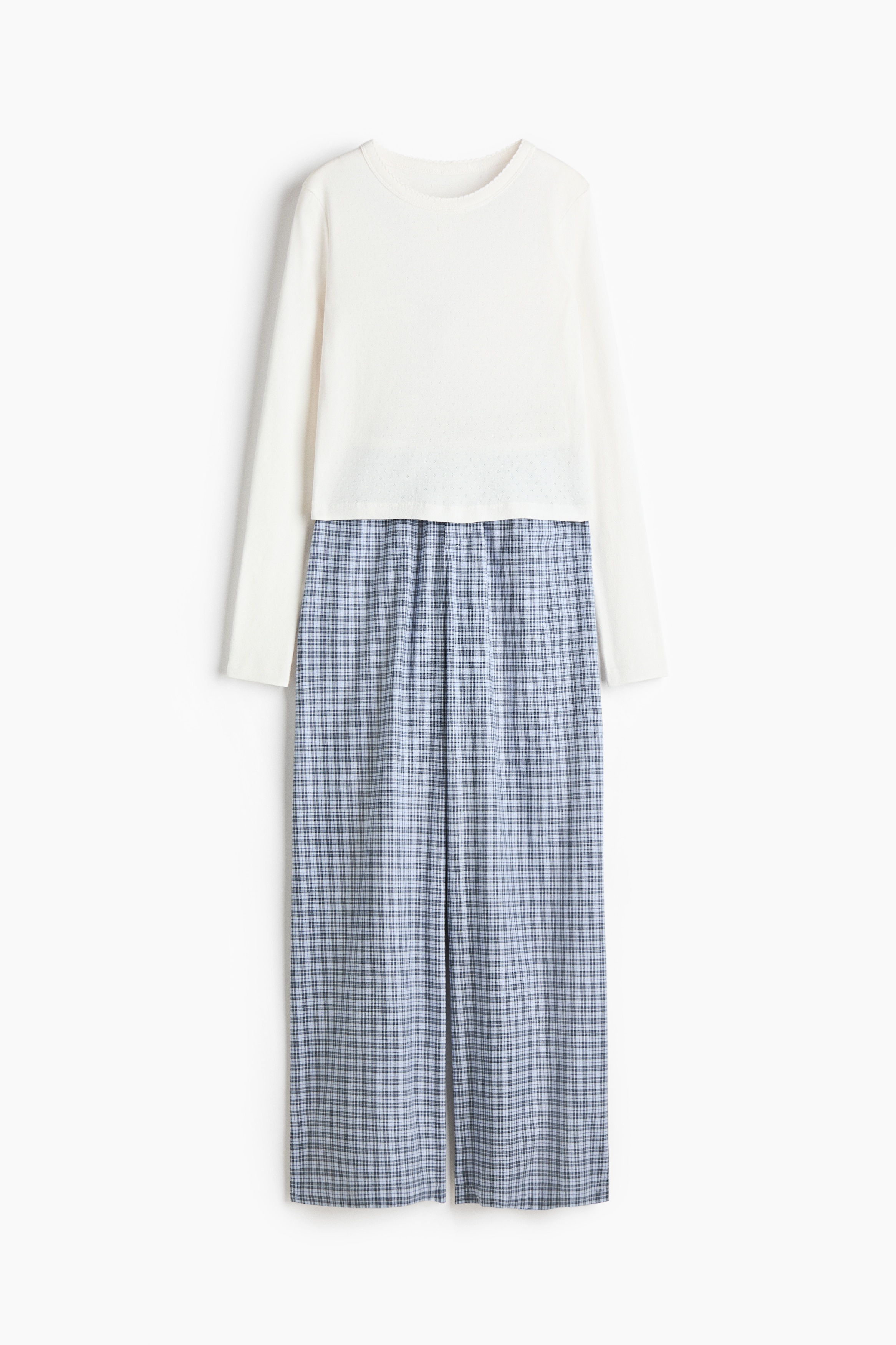 Bawełniana piżama - Jasnoniebieski/Krata