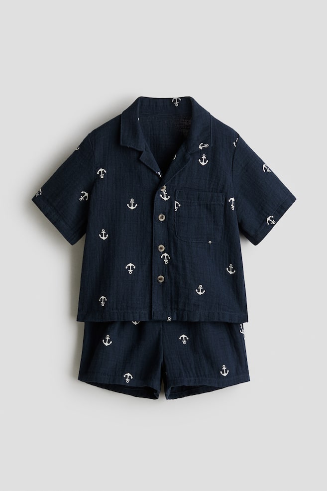 Conjunto de 2 piezas - Azul marino/Anclas/Azul claro/Palmeras - 1