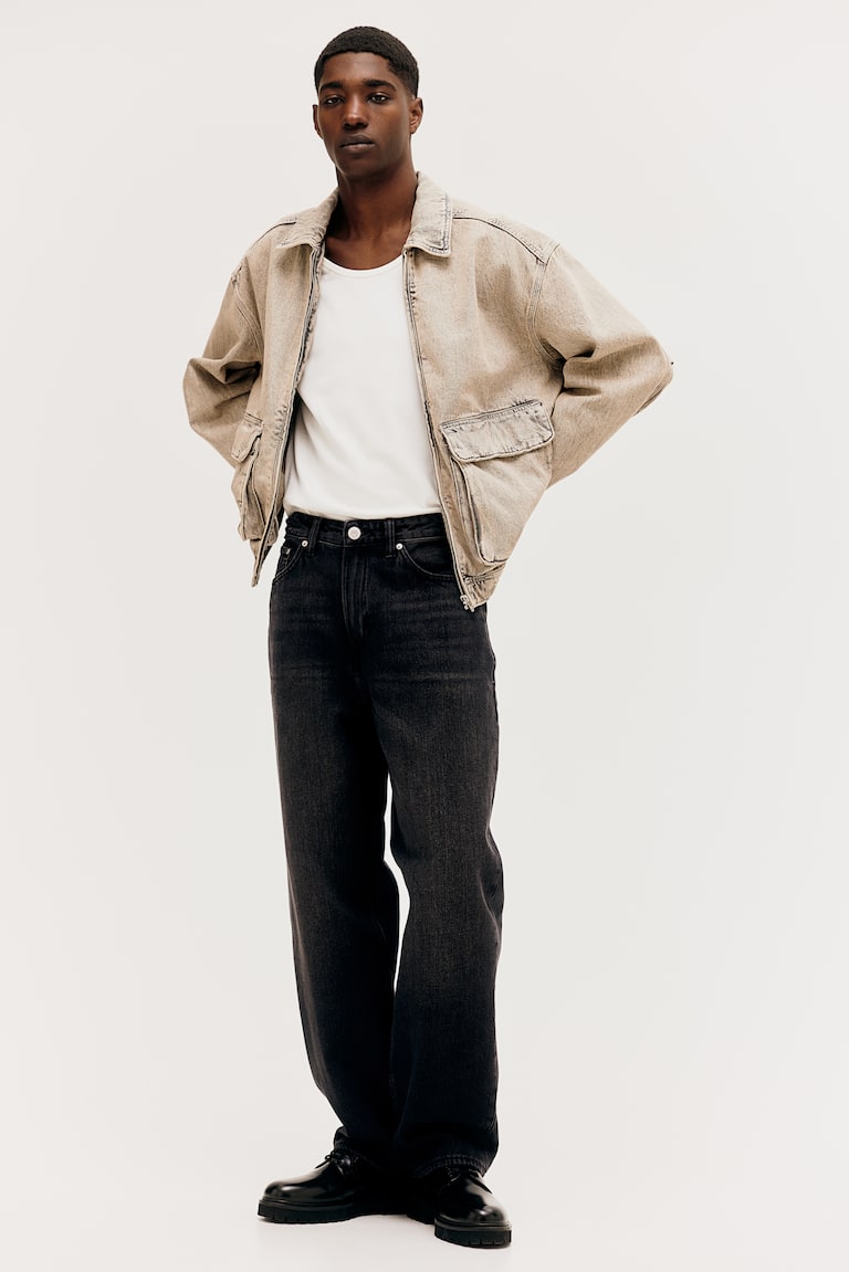 Beige Jacket Jumper And Jeans Men's Loose Fit Hoodie Light