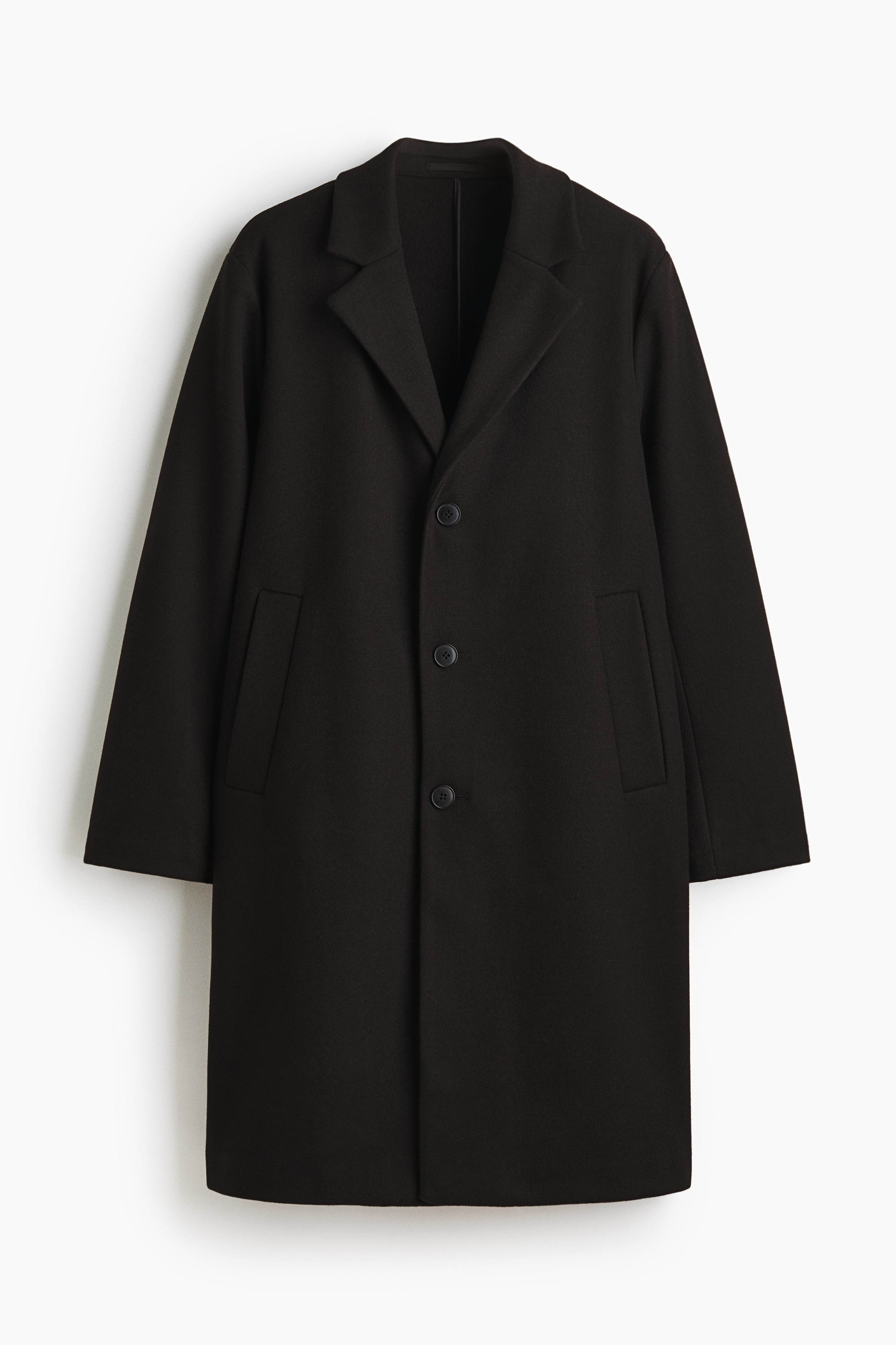 H & M - Einreihiger Mantel - Schwarz - Herren