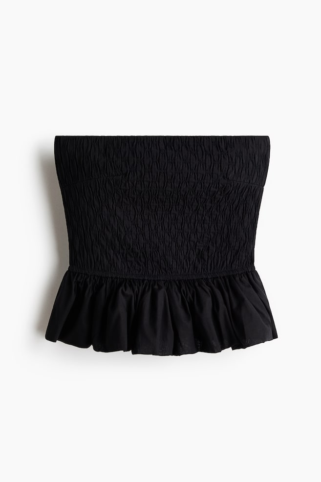 Bandeau Peplum Top - Black - 1