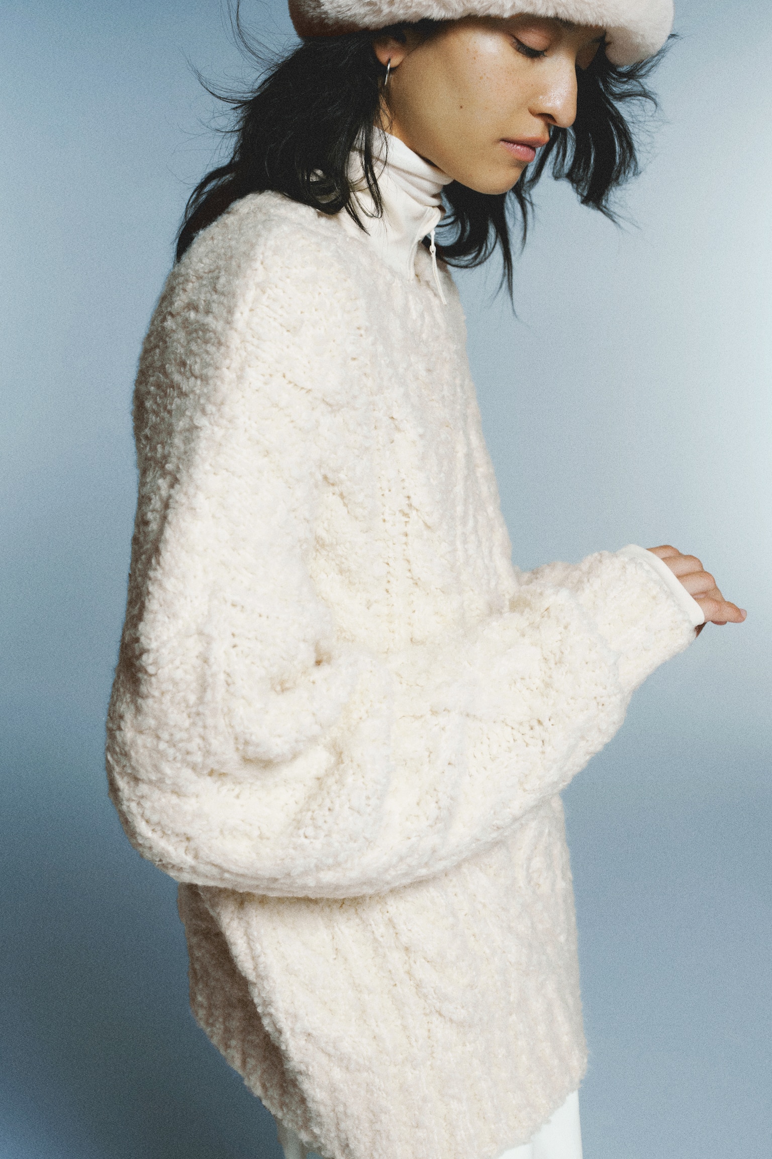 Pull en maille torsadée - Crème - 3