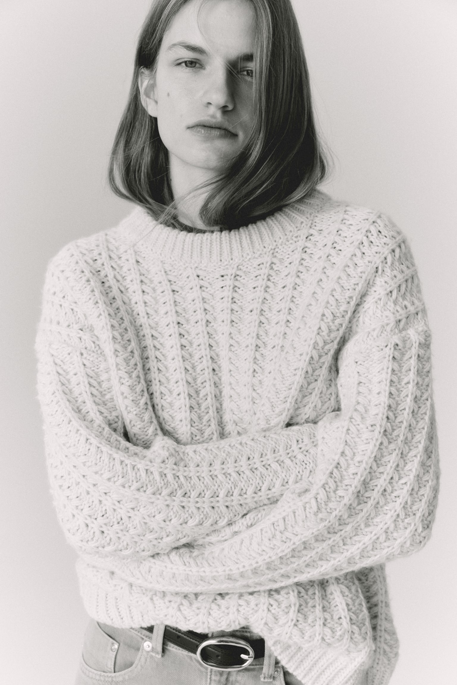 Женский свитер H&M Cable-Knit, цвет: Светлый бежевый — фото 2