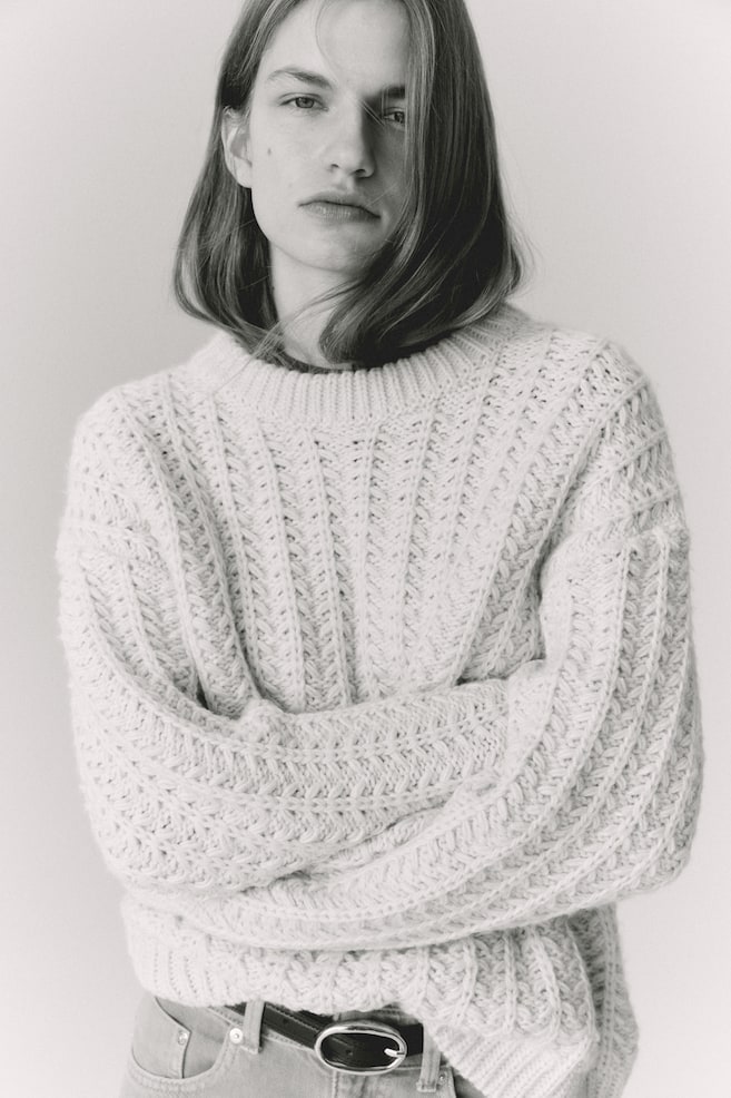 Cable-knit jumper - Light beige - 2