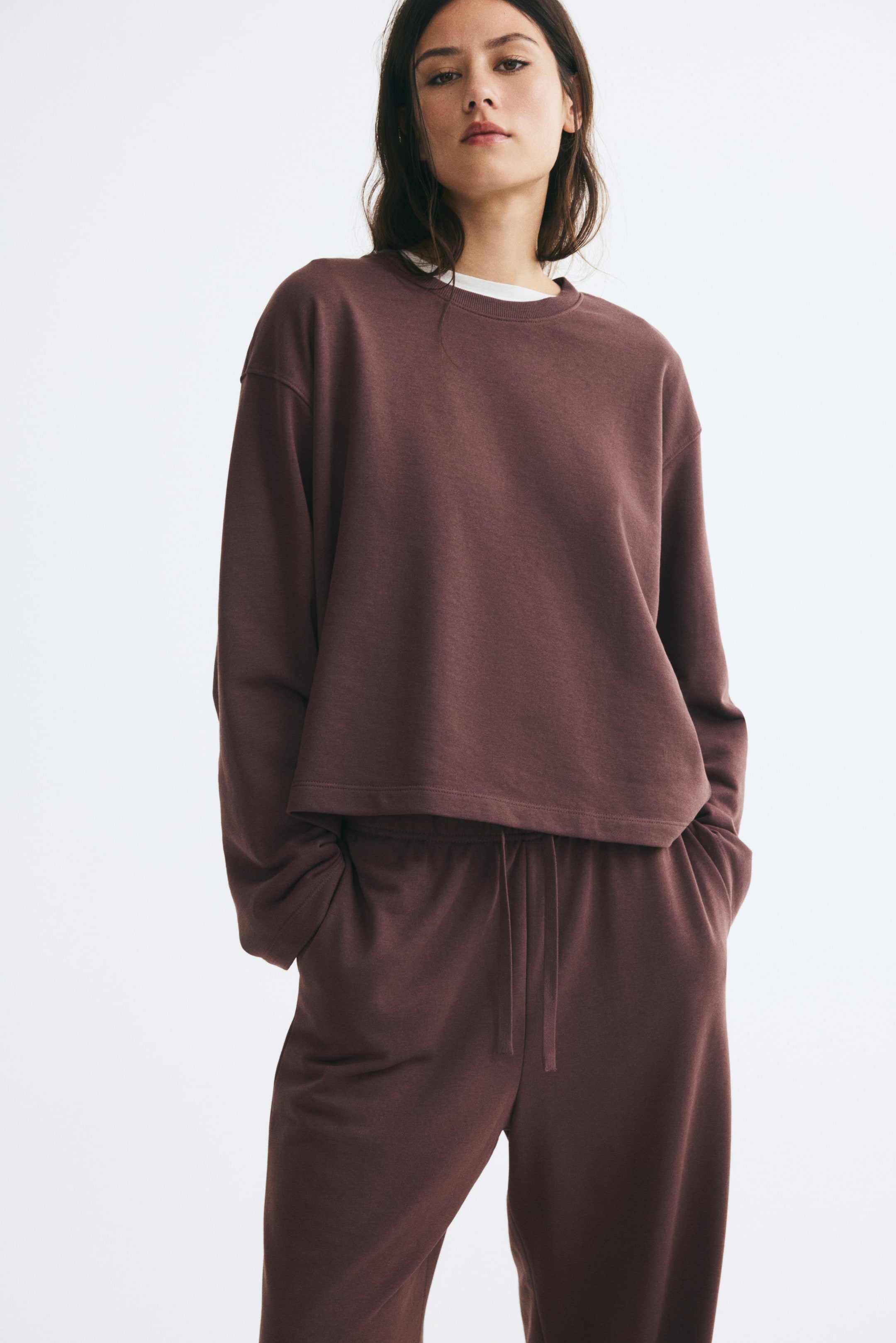 View larger image: 2-piece cotton sweatshirt set - Dark purple - Ladies | H&M IE 1