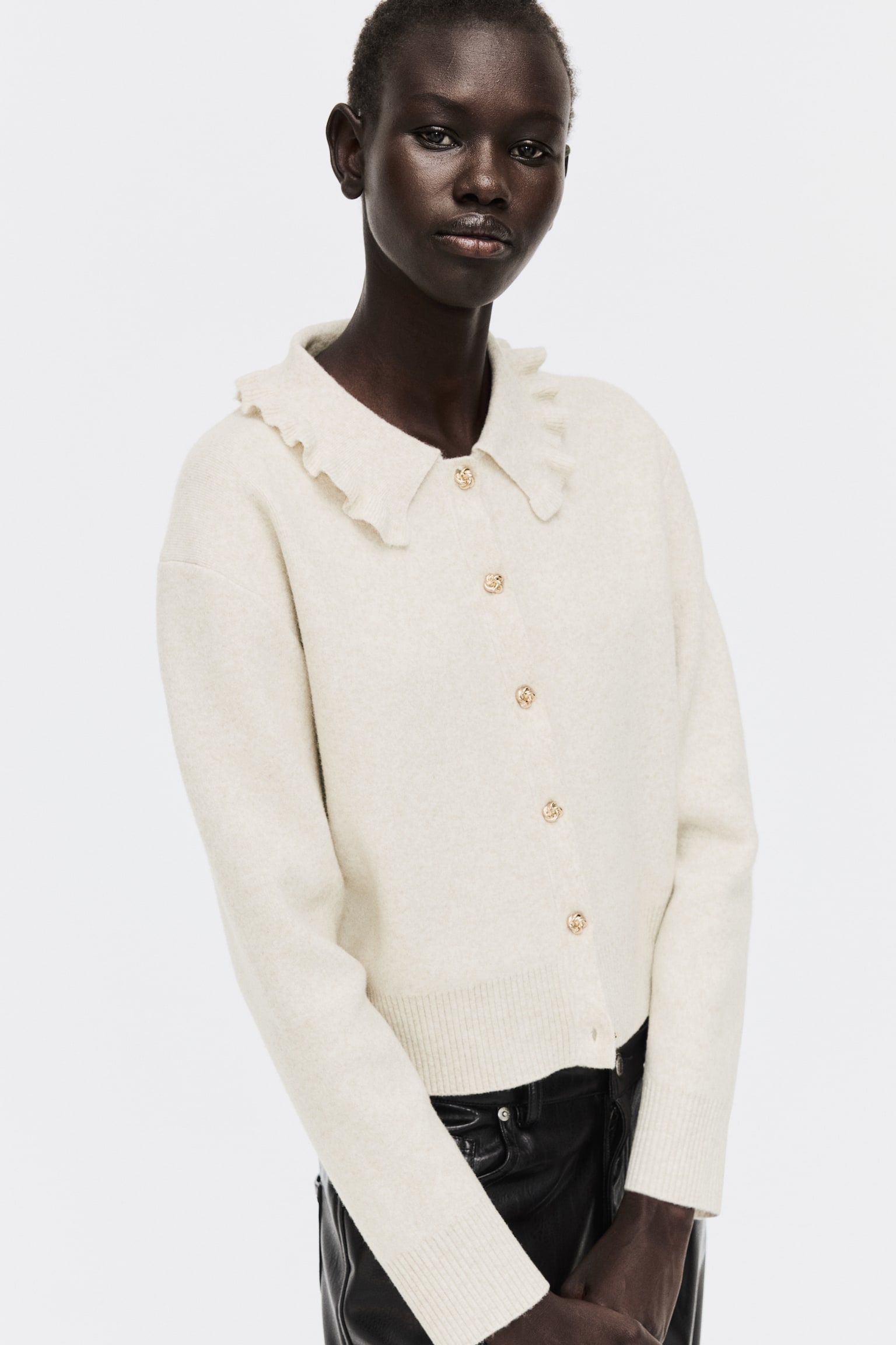 Vest met kraag - Lichtbeige gemêleerd - 1