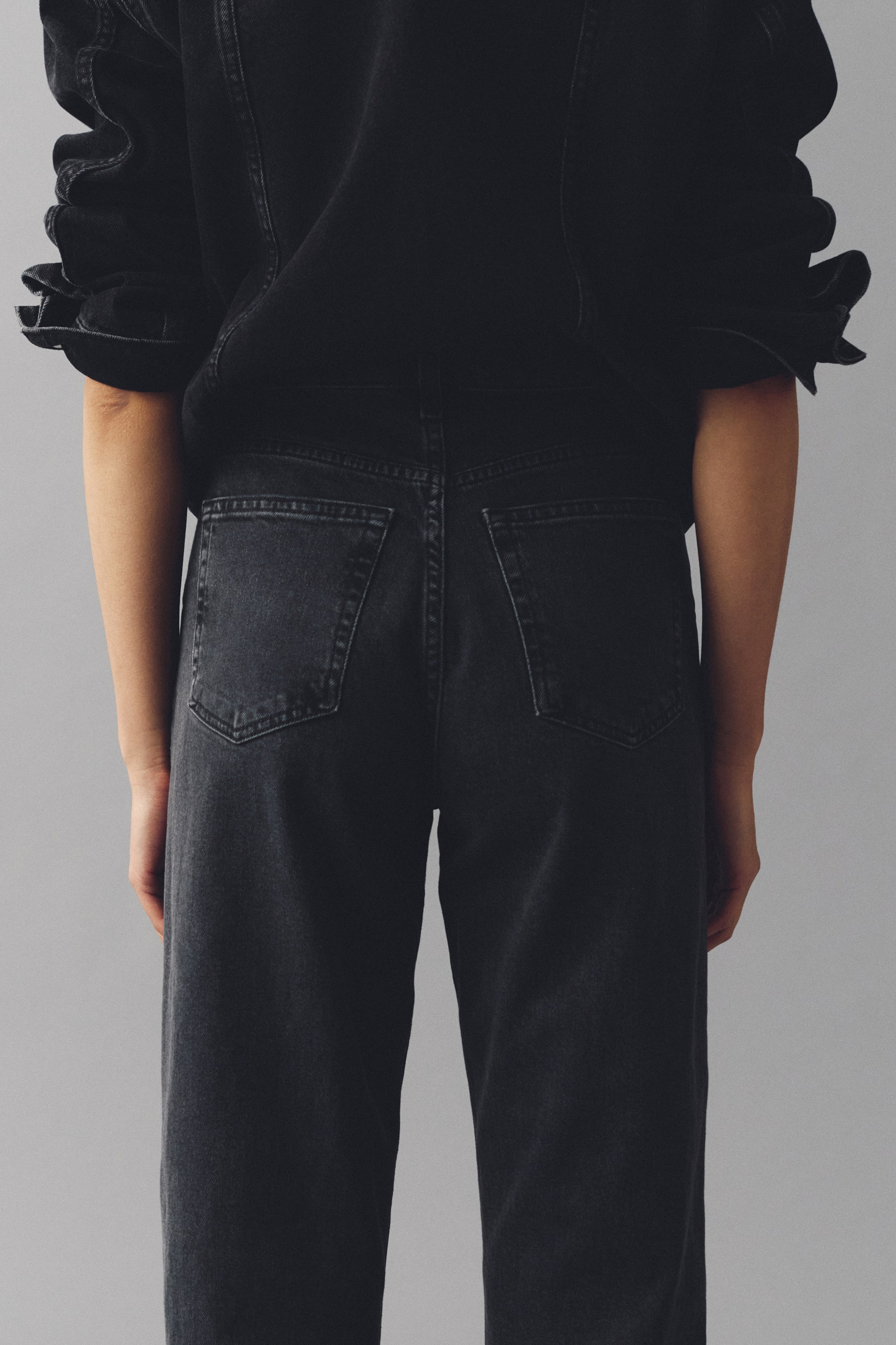 View larger image: Mom Slim Fit High Waist Ankle Jeans - Dark denim grey - Ladies | H&M 4