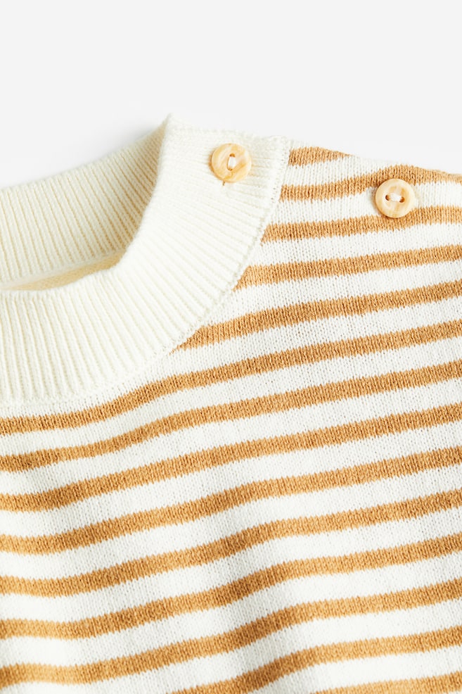 2-piece knitted set - Light brown/Striped - 3