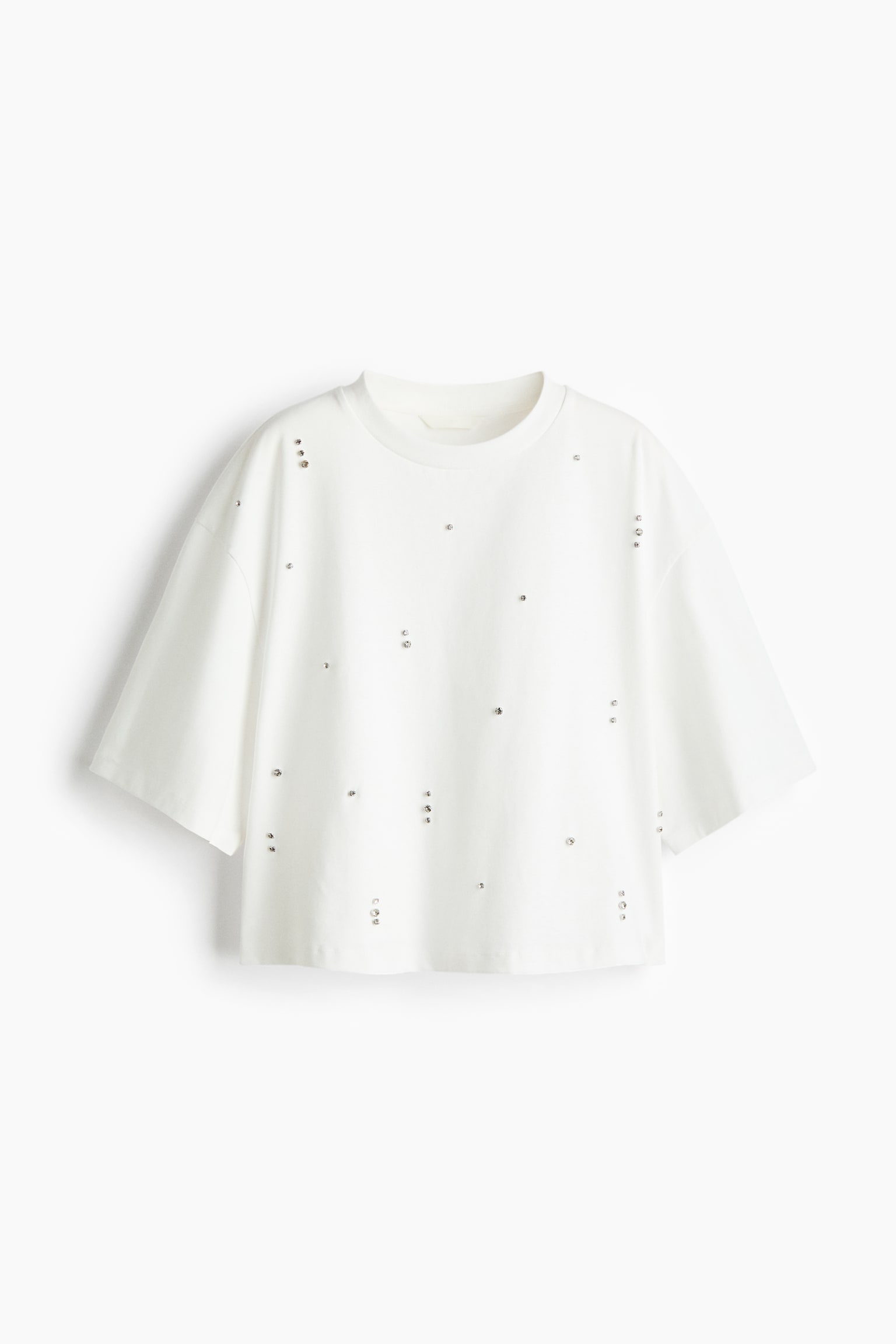 T-Shirt mit Strassverzierung - Weiß/Schwarz