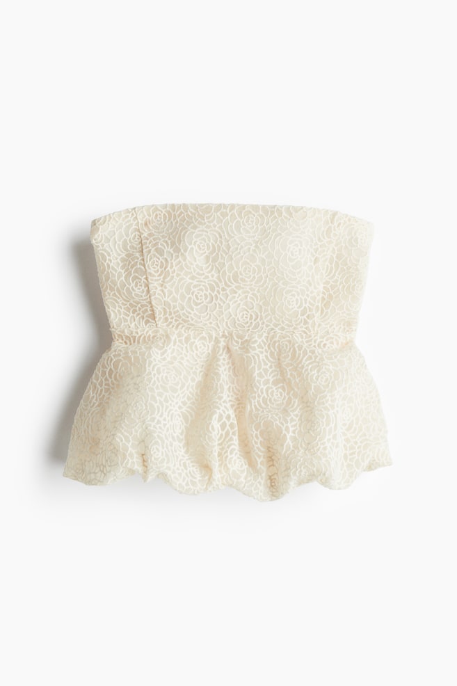 Embroidered bandeau top - Cream - 1