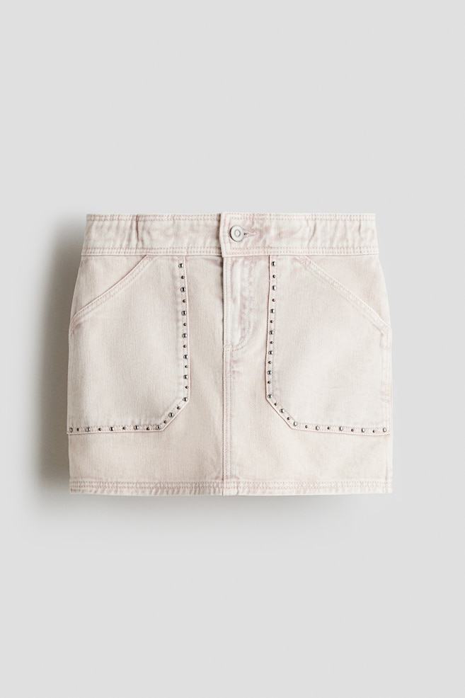 Studded denim skirt - Powder pink - 1