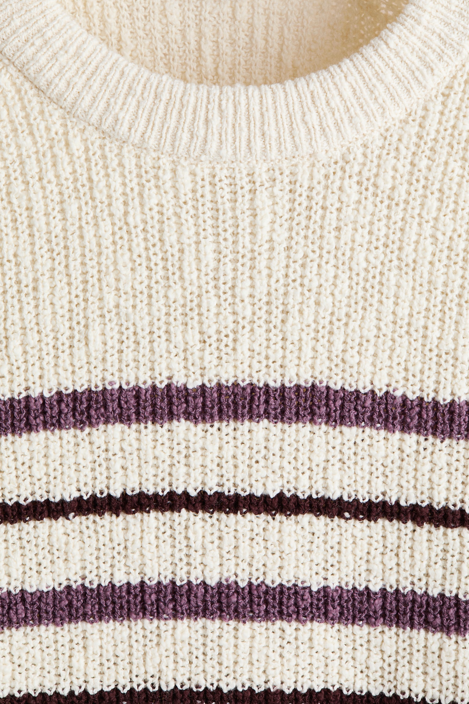 Relaxed Fit Rib-knit jumper - Cream/Striped - 6