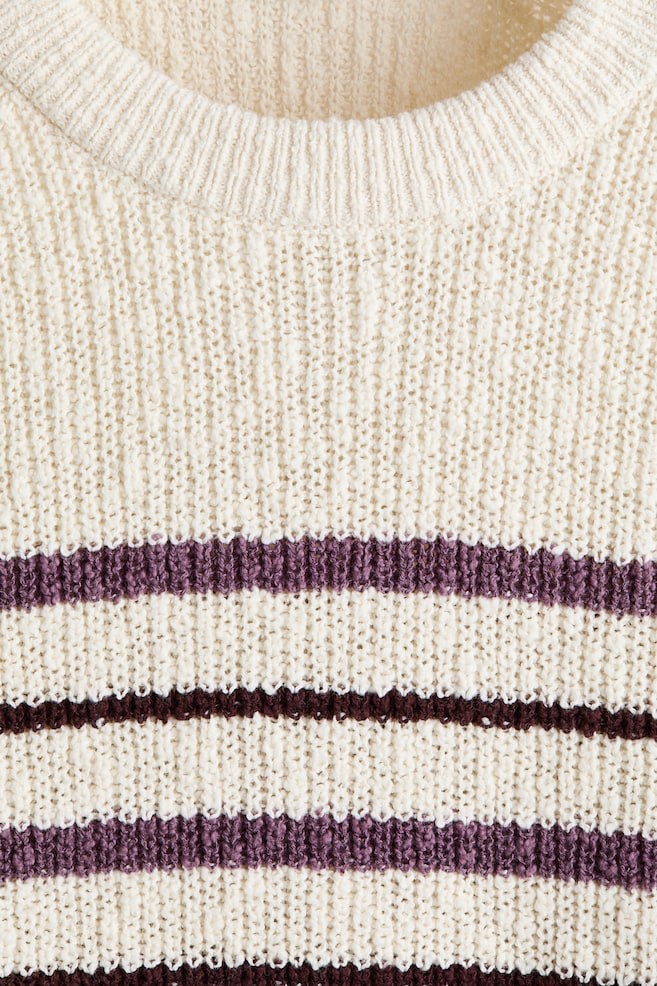 Relaxed-Fit Rib-Knit Sweater - Cream/striped - 5