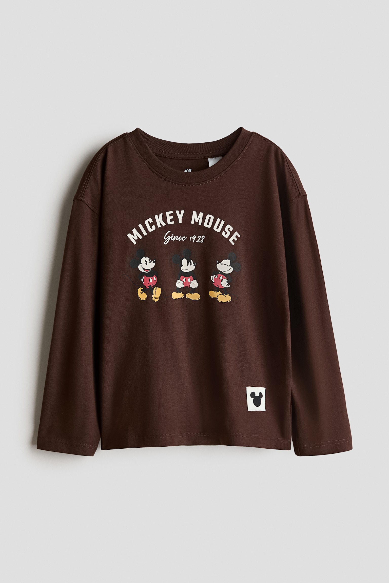Printed long-sleeved T-shirt - Dark brown/Mickey Mouse/Cream/Minecraft